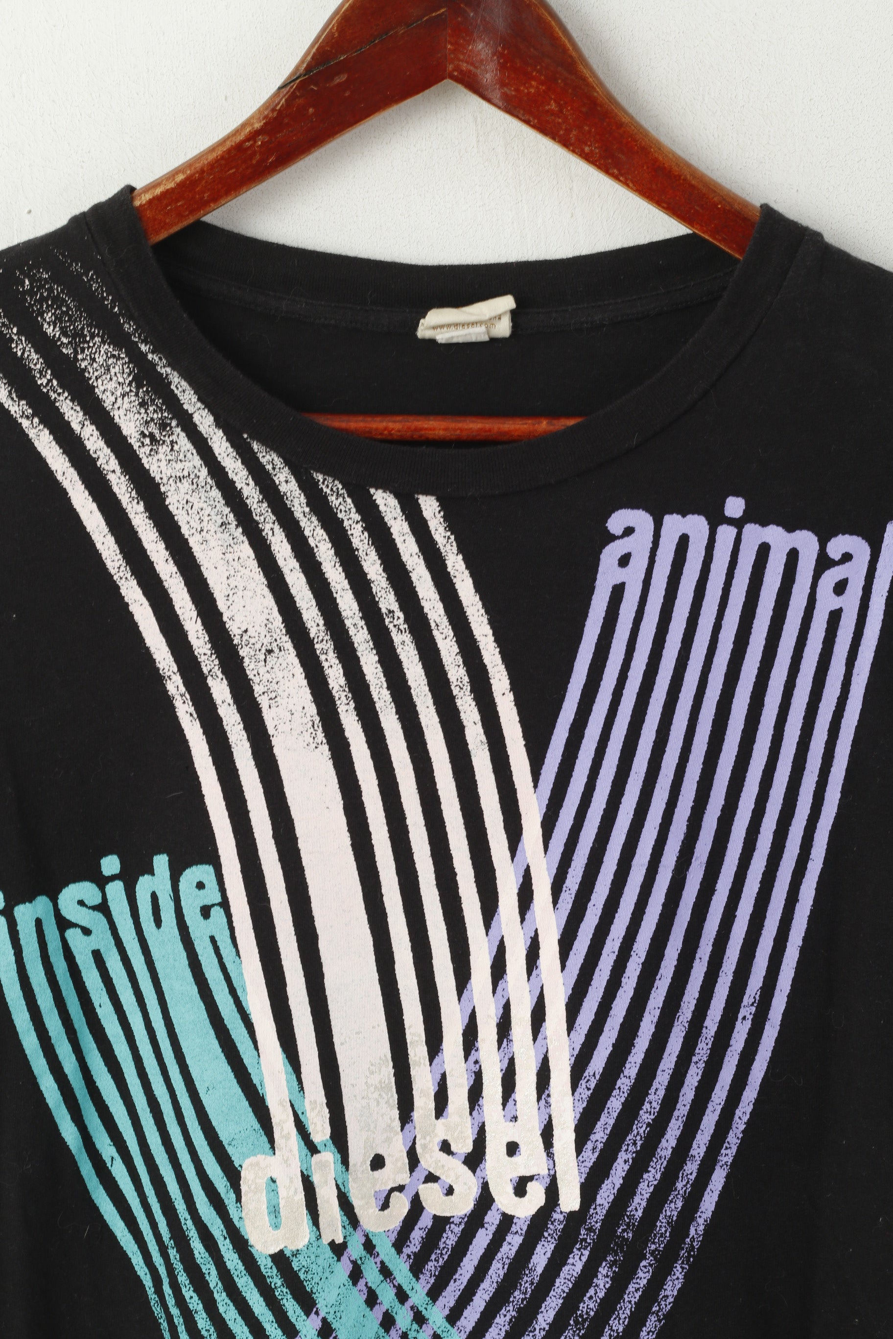 Diesel – chemise longue en coton noir pour femme, haut humoristique avec image d'animal à l'intérieur