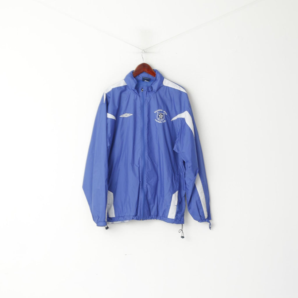 Giacca Umbro da uomo XL blu Ballybofey United Football Club Top in nylon con cappuccio nascosto