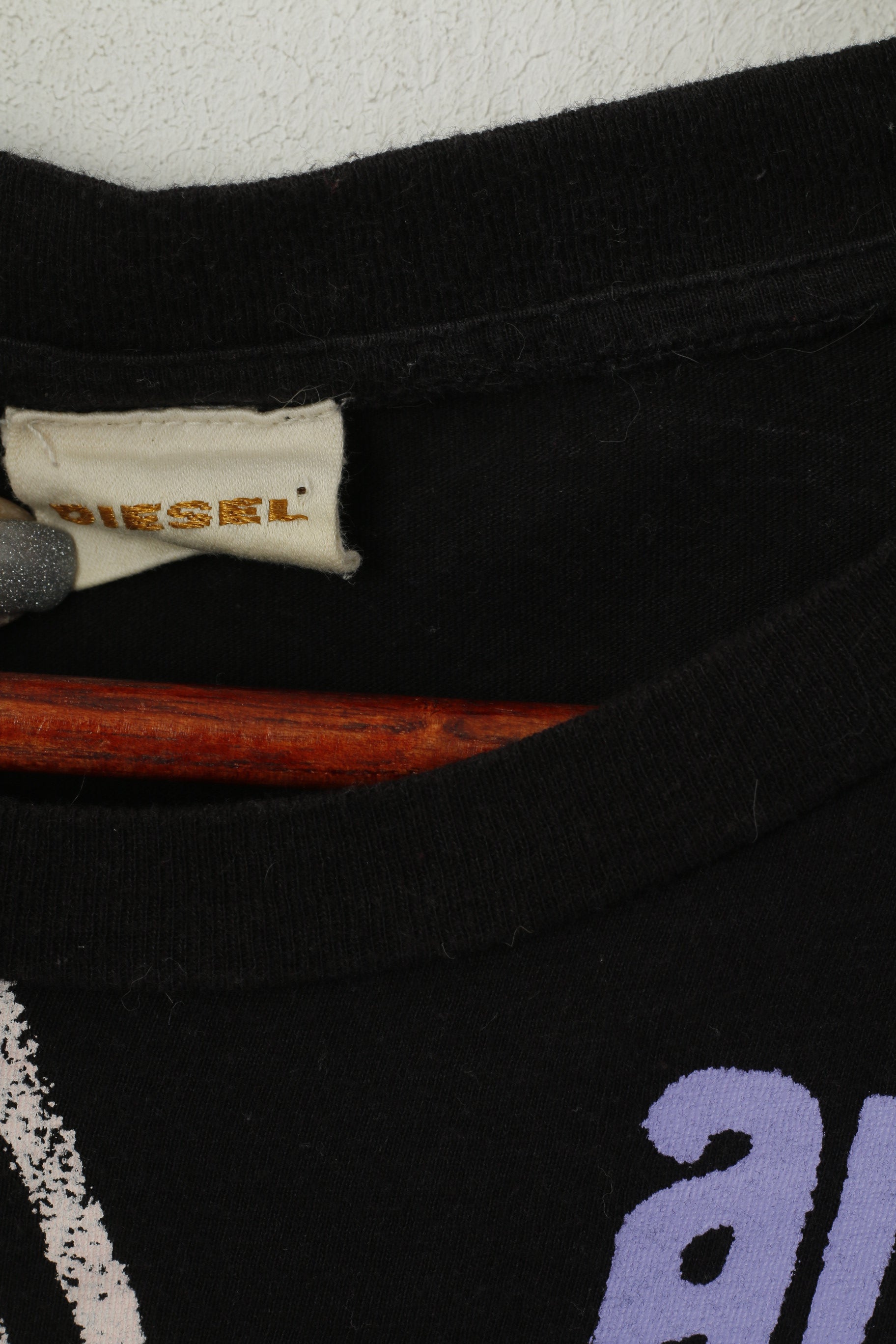 Diesel – chemise longue en coton noir pour femme, haut humoristique avec image d'animal à l'intérieur