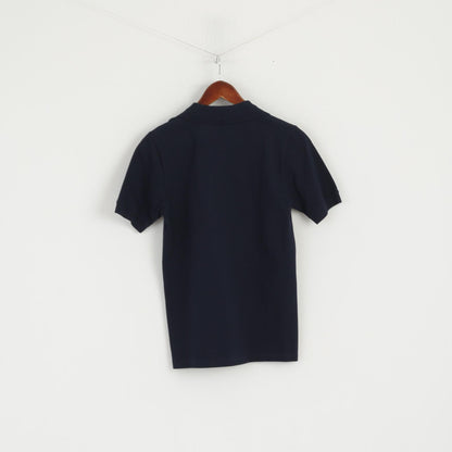Trigema Boys 164 Polo Shirt Navy Cotton Classic Plain Detailed Buttons Short Sleeve Top