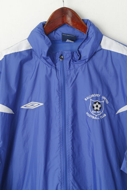 Umbro Men XL Jacket Blue Ballybofey United Football Club Nylon Hidden Hood Top