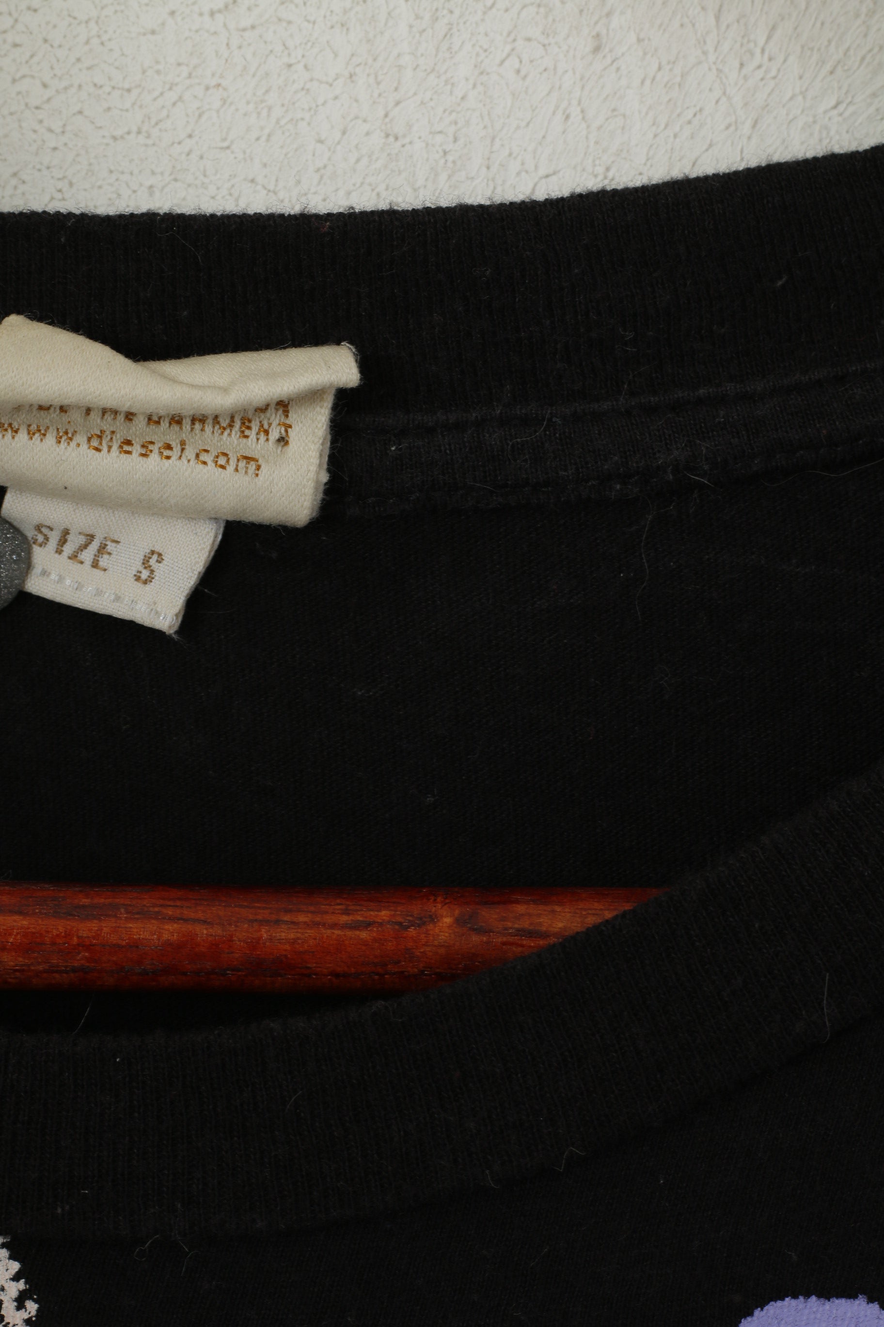 Diesel – chemise longue en coton noir pour femme, haut humoristique avec image d'animal à l'intérieur