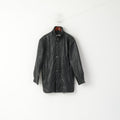 Jofama Hommes 46 XS Veste Vintage Noir Cuir Souple Biker Full Zip Classique Long Top