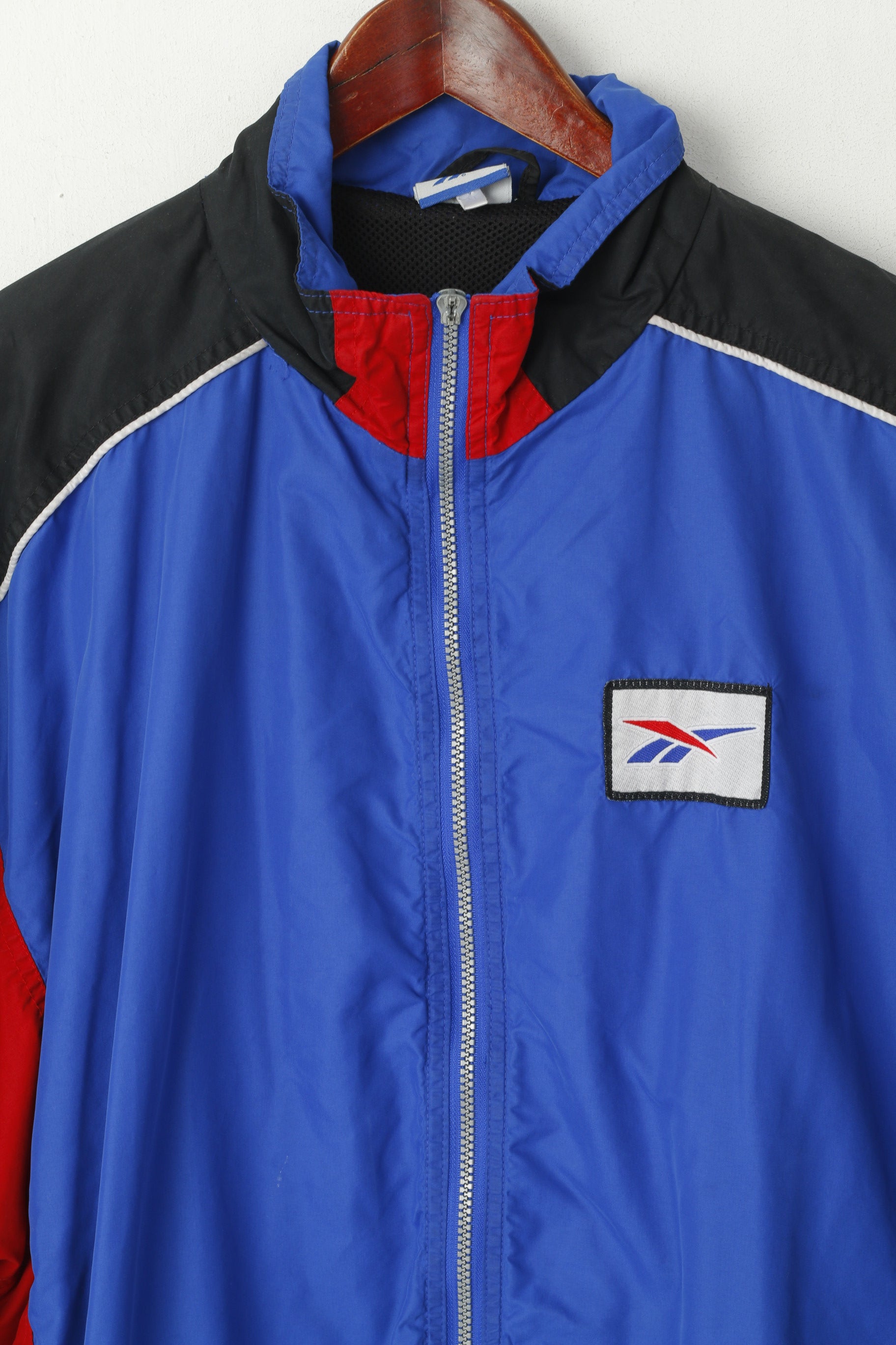 Giacca Reebok da uomo XL blu vintage leggera foderata in rete sportiva