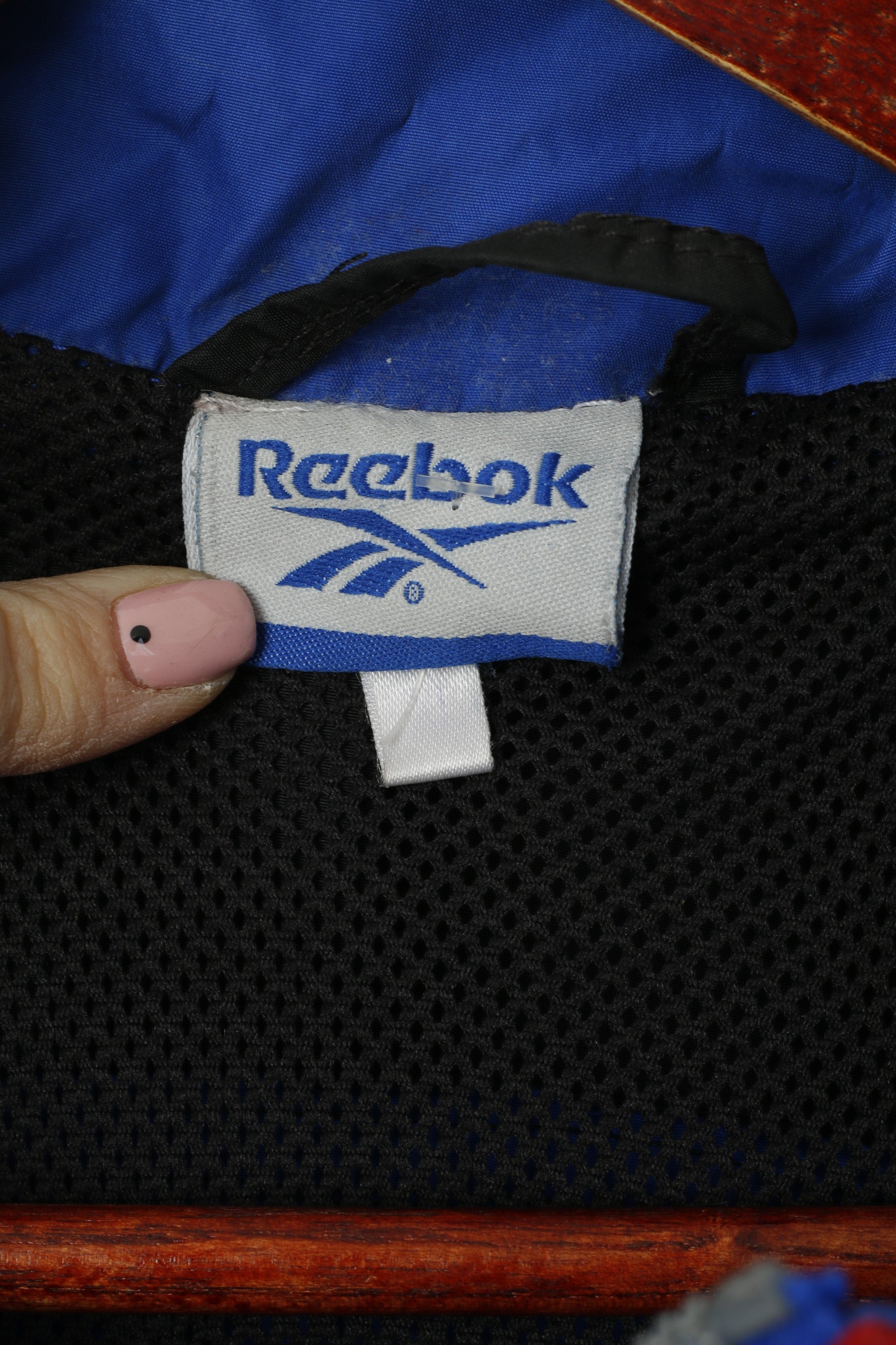 Giacca Reebok da uomo XL blu vintage leggera foderata in rete sportiva