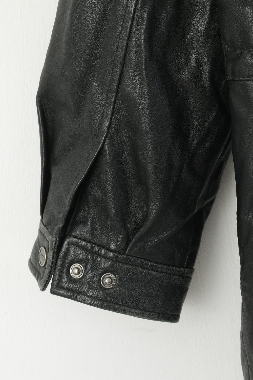 Jofama Hommes 46 XS Veste Vintage Noir Cuir Souple Biker Full Zip Classique Long Top