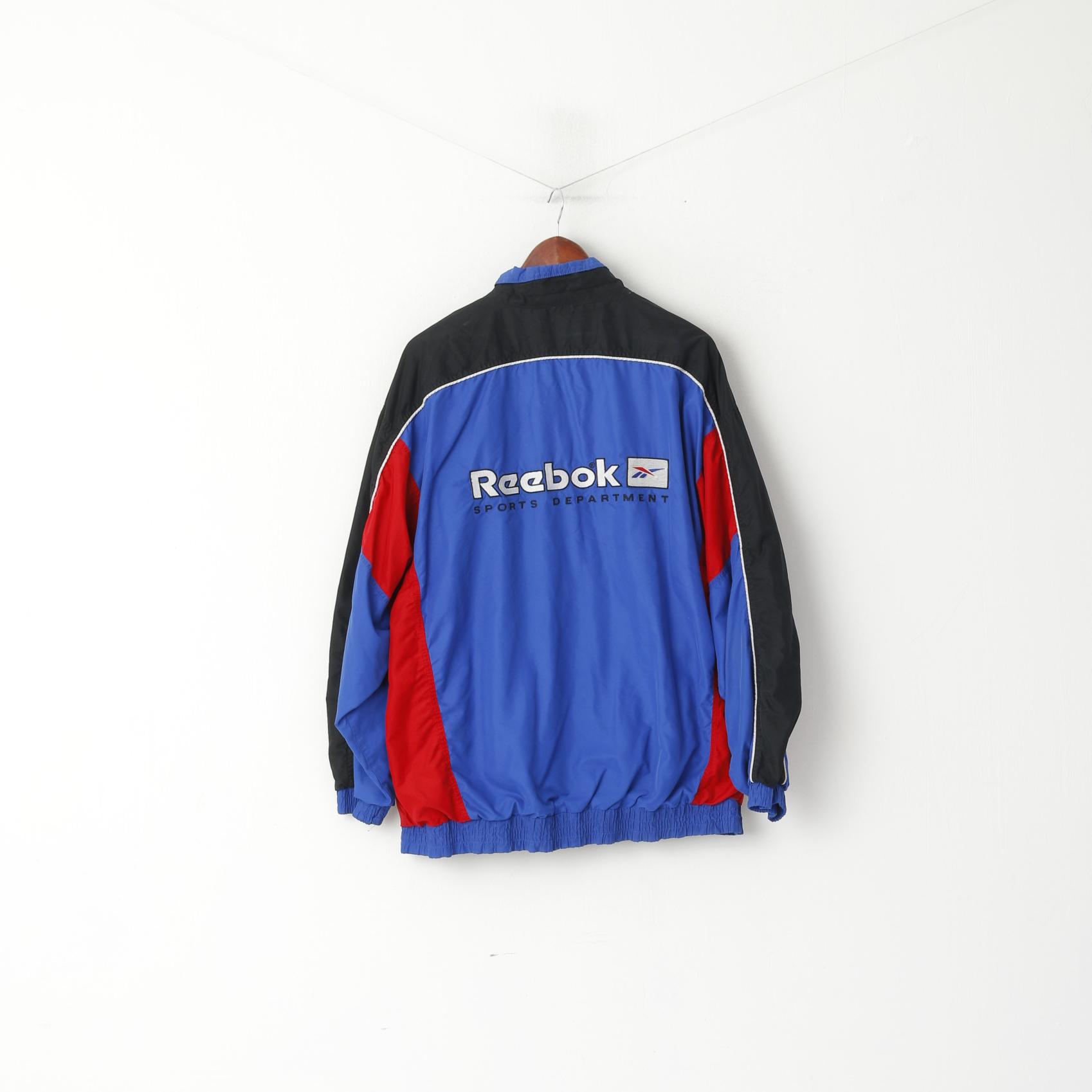 Giacca Reebok da uomo XL blu vintage leggera foderata in rete sportiva