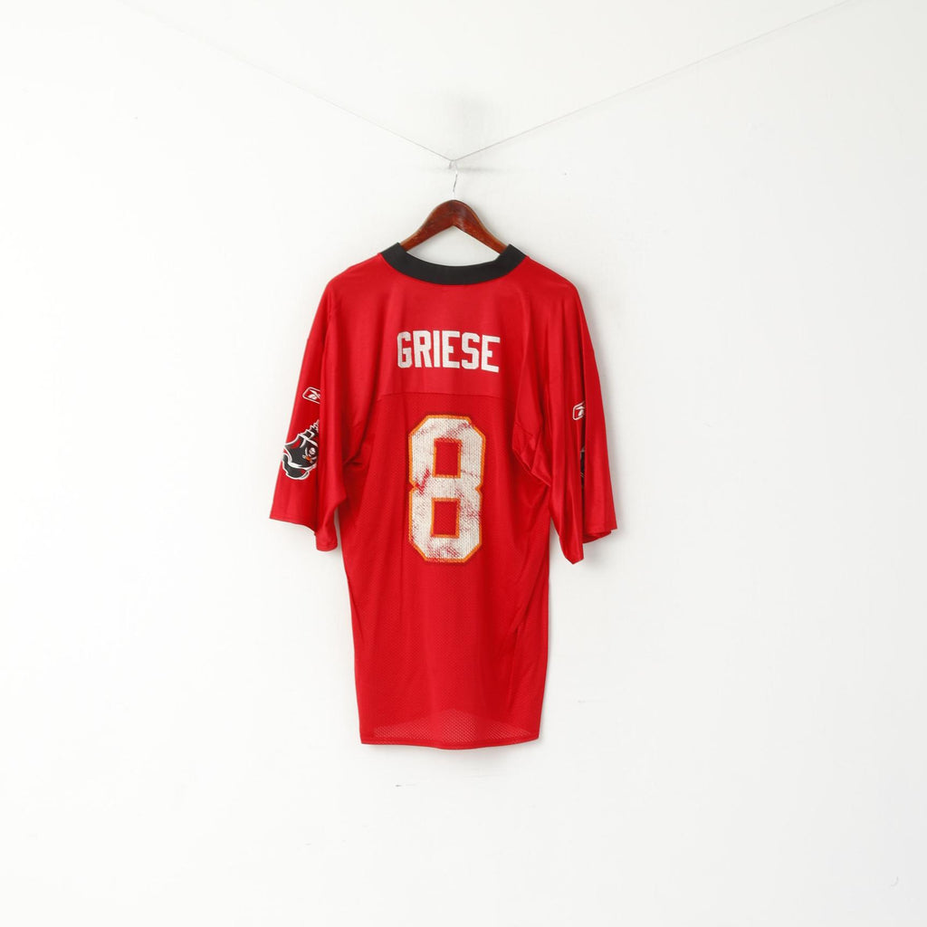 Reebok NFL Hommes M Chemise Rouge Tampa Bay Buccaneers Nylon Griese #8 Vintage Jersey Top