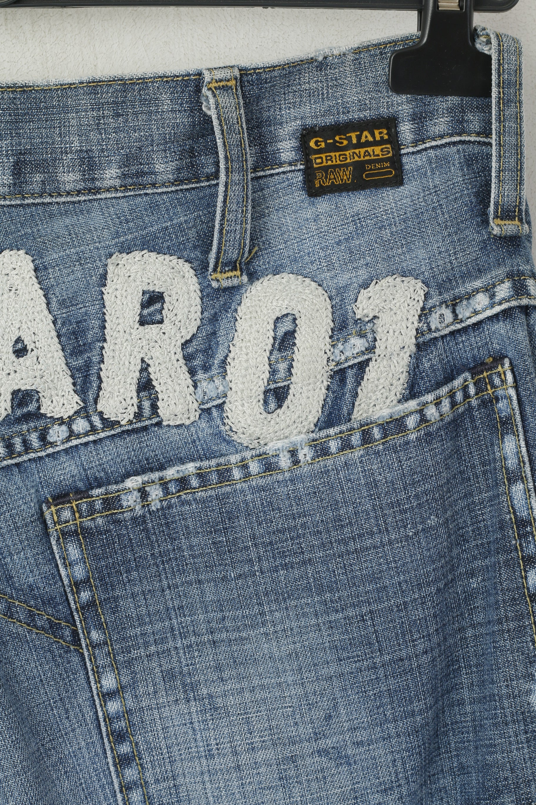 G-Star Raw Men 32 Jeans Pantalon Bleu Coton Denim Elwood Embro Pantalon Brodé