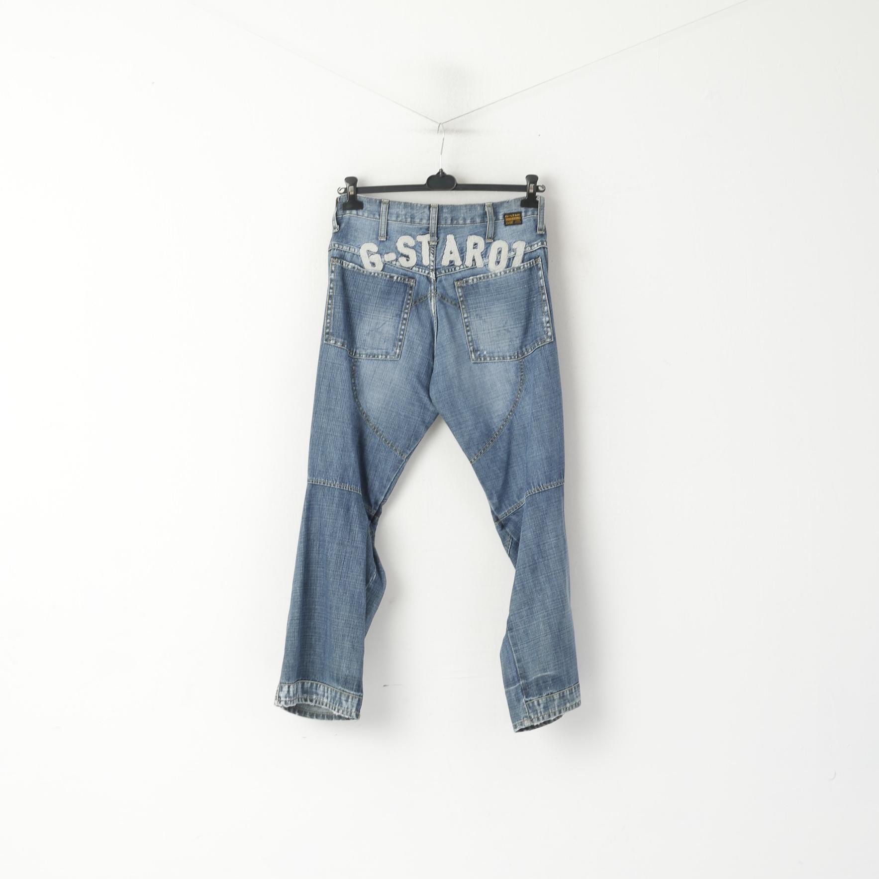 G-Star Raw Men 32 Jeans Pantalon Bleu Coton Denim Elwood Embro Pantalon Brodé