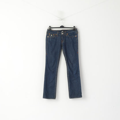 True Religion Women 28 Jeans Trousers Navy Cotton Denim Low Waist Pants
