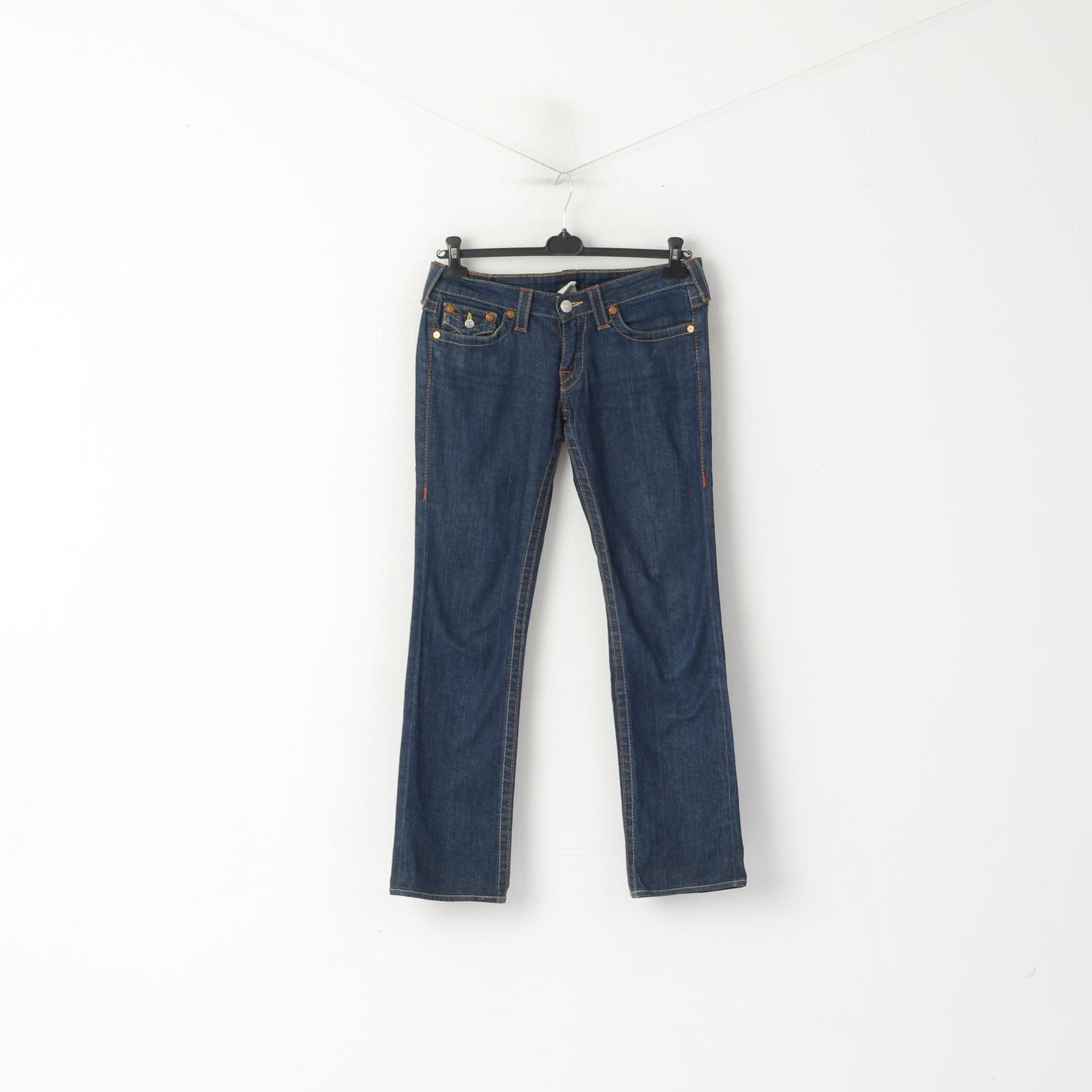 Pantaloni jeans True Religion da donna 28 Pantaloni a vita bassa in denim di cotone blu scuro