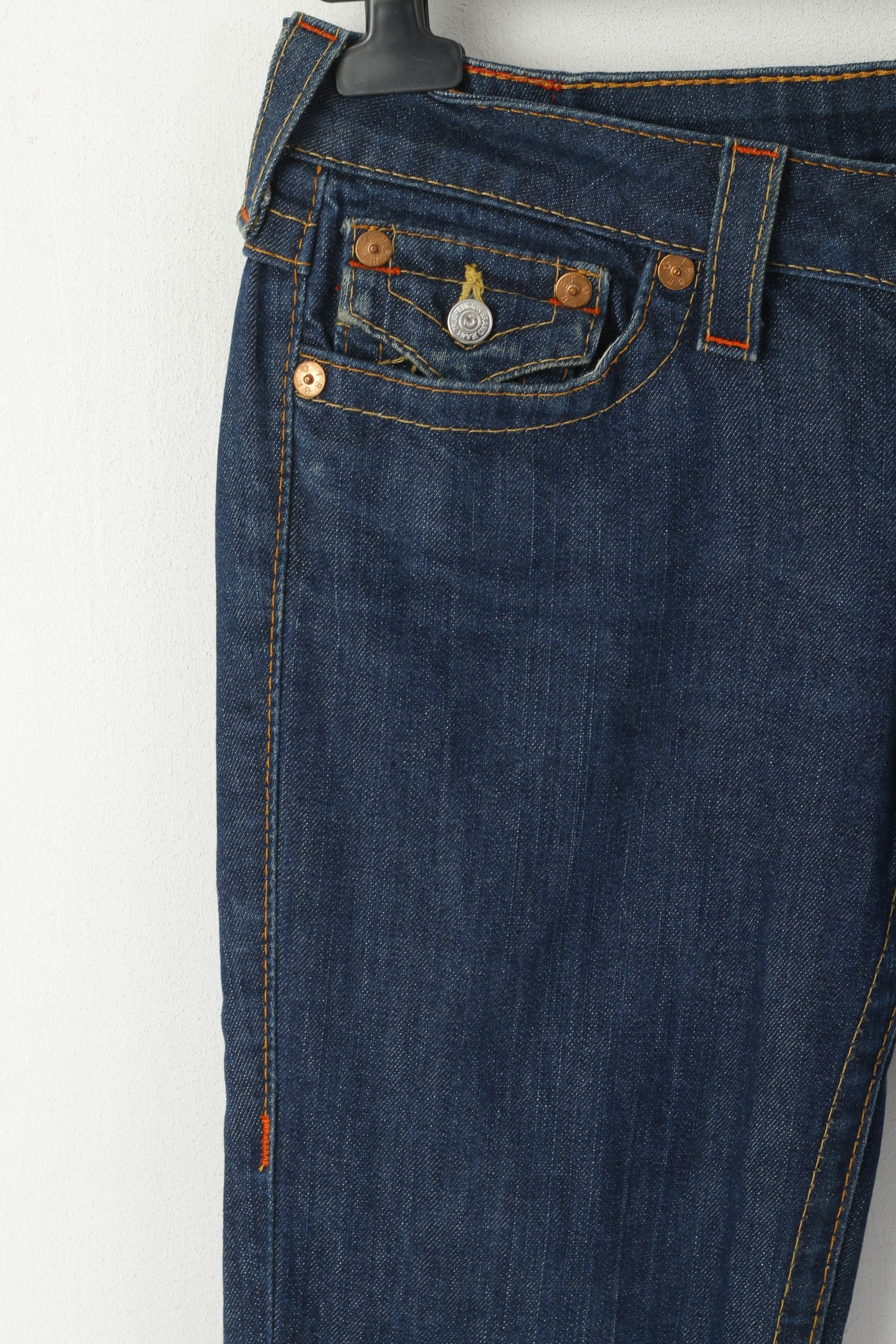 Pantaloni jeans True Religion da donna 28 Pantaloni a vita bassa in denim di cotone blu scuro