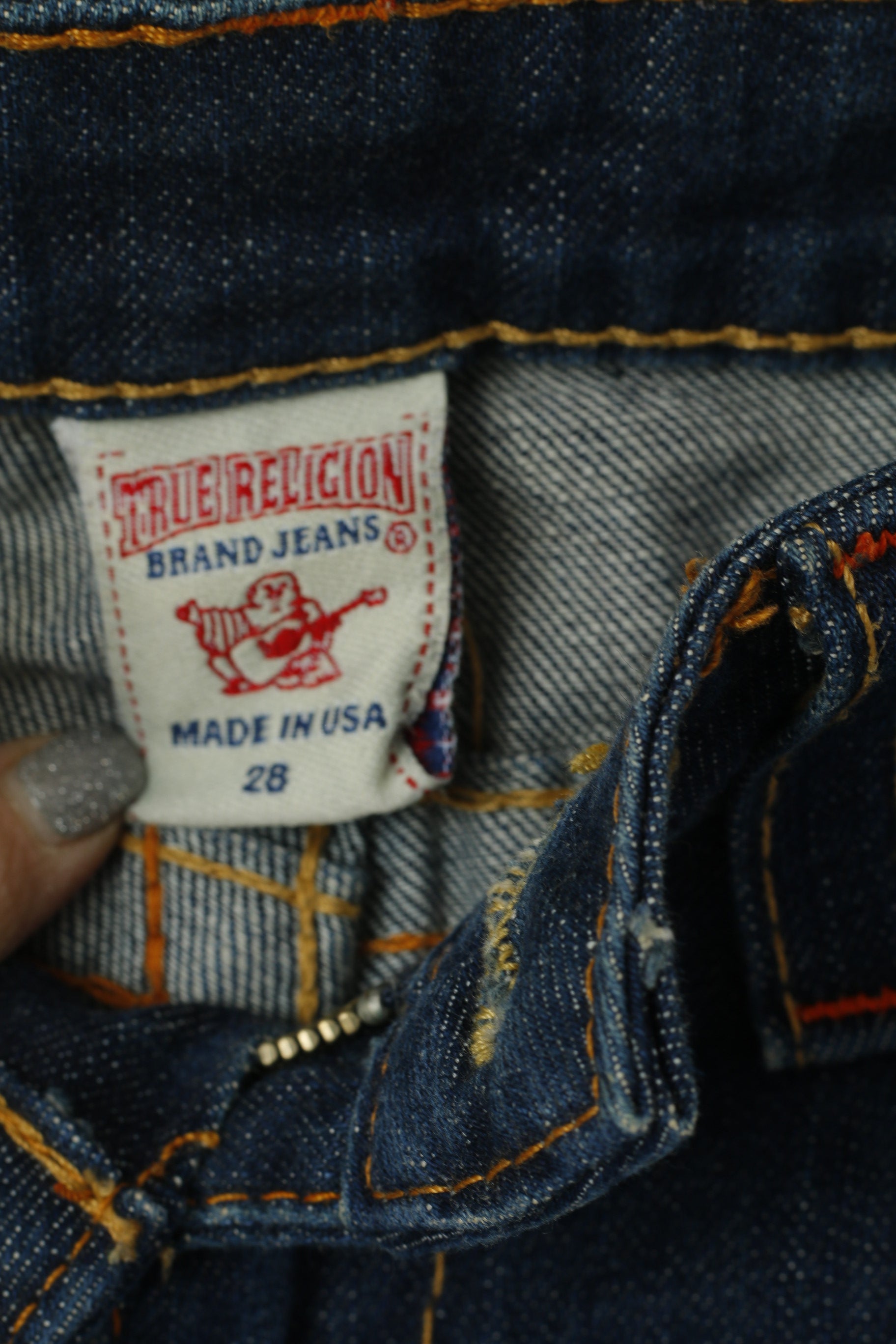 Pantaloni jeans True Religion da donna 28 Pantaloni a vita bassa in denim di cotone blu scuro