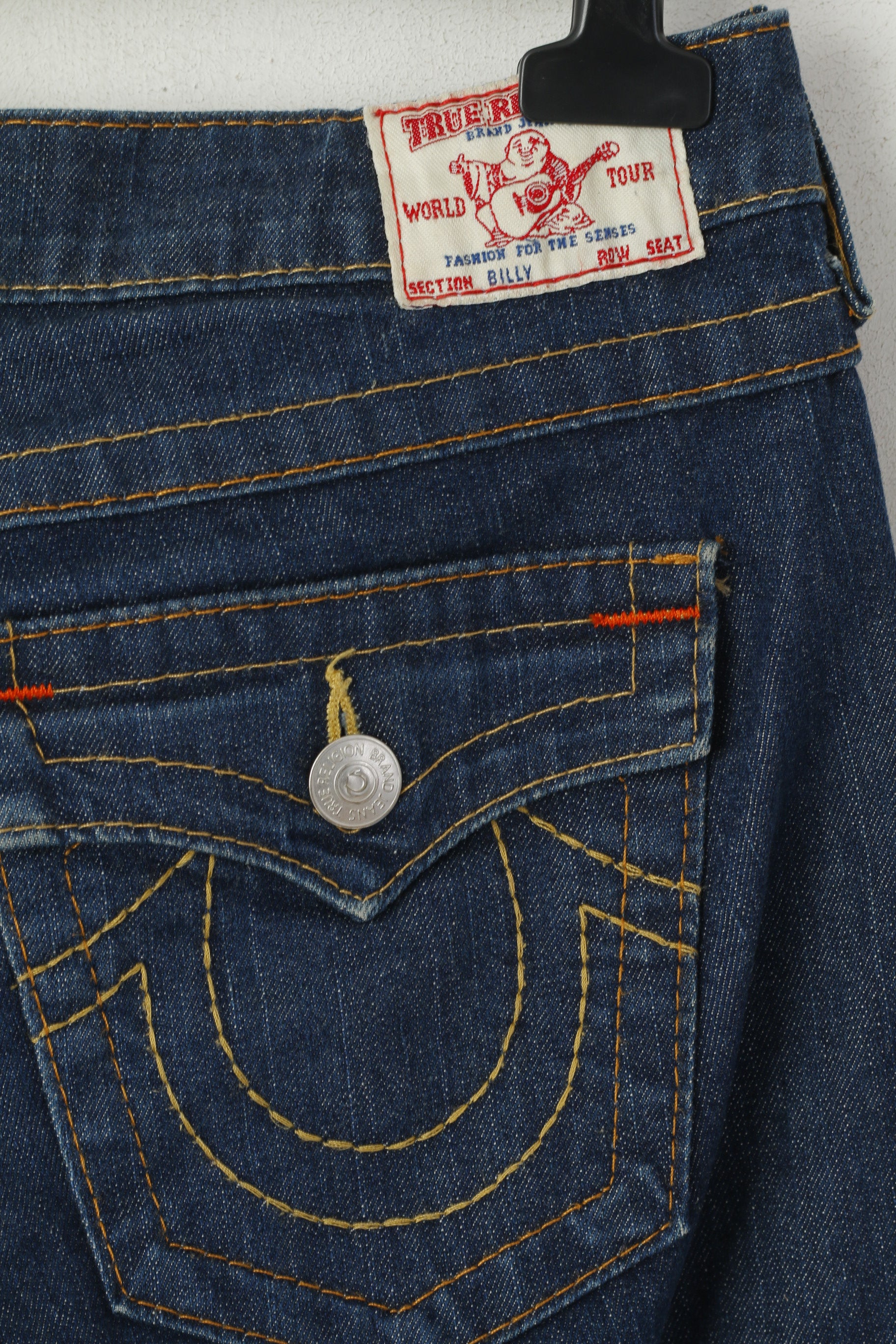 Pantaloni jeans True Religion da donna 28 Pantaloni a vita bassa in denim di cotone blu scuro