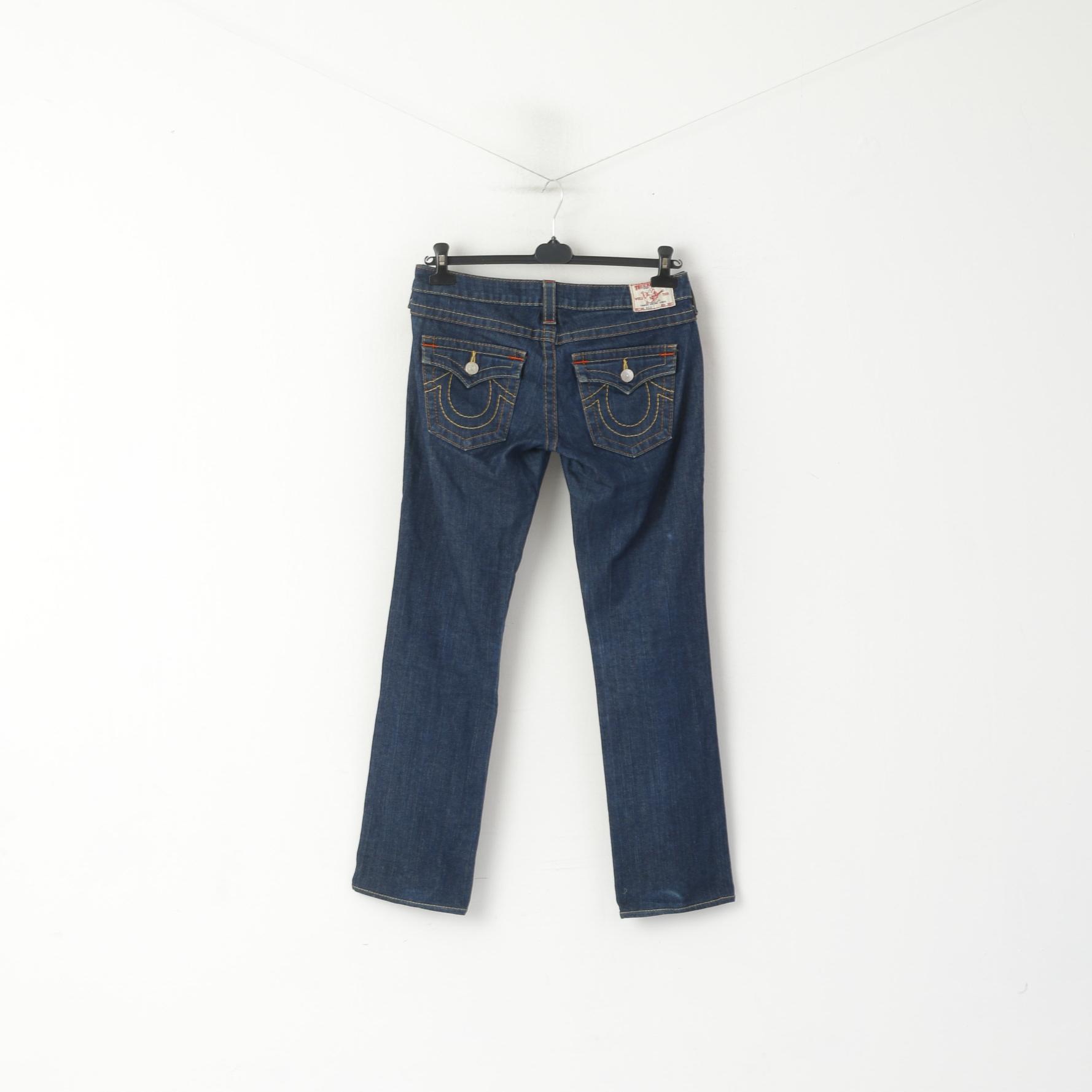Pantaloni jeans True Religion da donna 28 Pantaloni a vita bassa in denim di cotone blu scuro