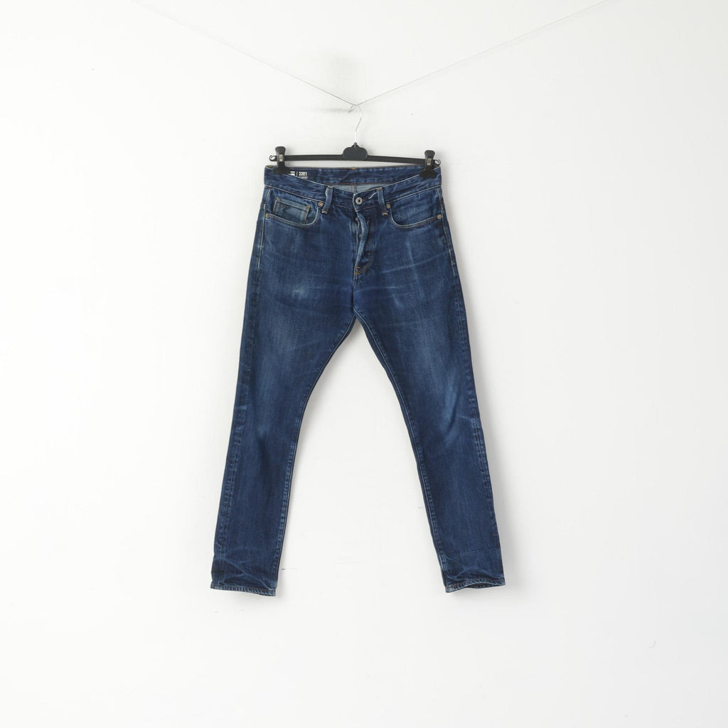 G-Star Raw Men 31 Jeans Pantalon Bleu Marine Denim Coton 3301 Pantalon Fuselé