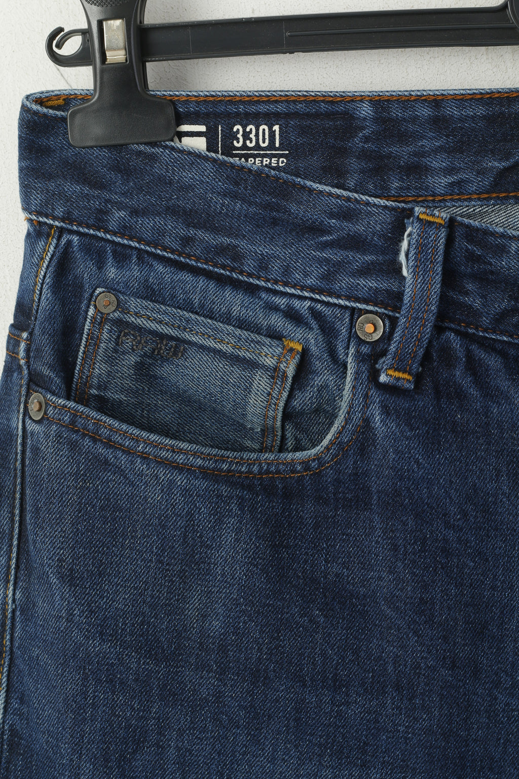 G-Star Raw Men 31 Jeans Pantalon Bleu Marine Denim Coton 3301 Pantalon Fuselé