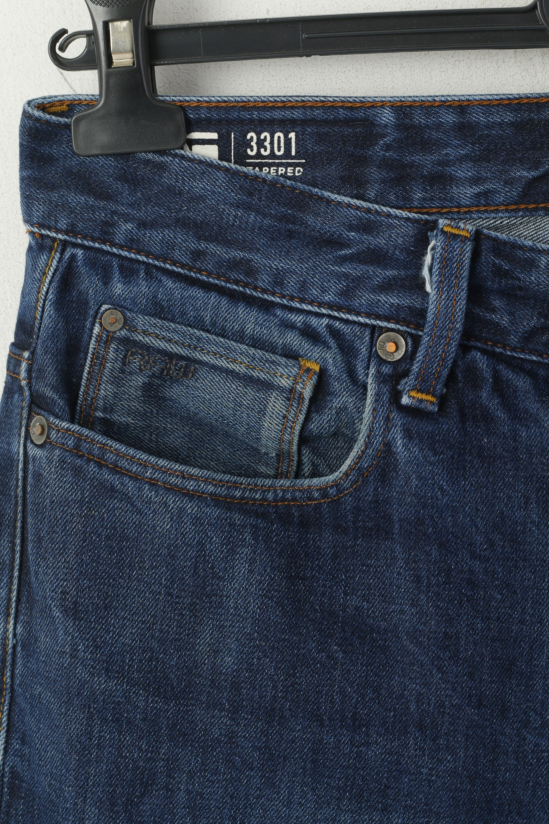 G-Star Raw Men 31 Jeans Pantalon Bleu Marine Denim Coton 3301 Pantalon Fuselé