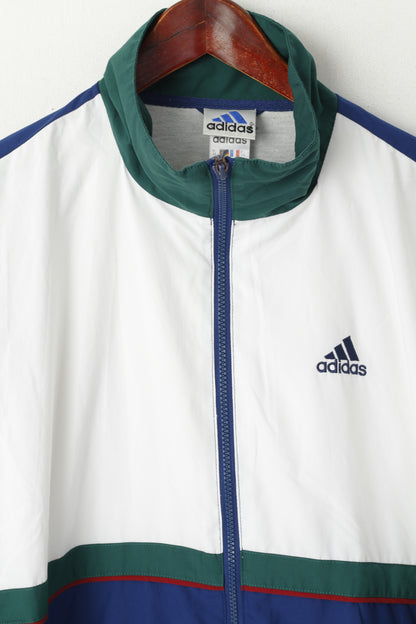 Adidas Men M Jacket White Navy Bomber Full Zipper Vintage Sportswear Track Top