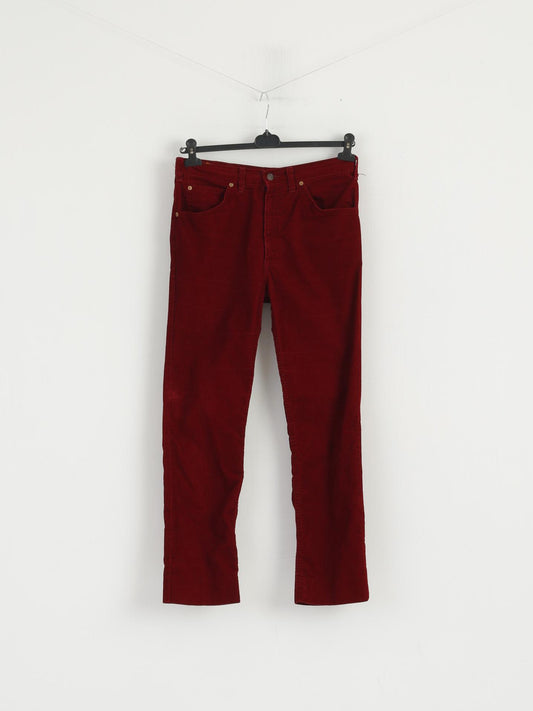 Levi's Women W 34 L 36 Trousers Burgundy Corduroy Cotton Classic Retro Pants