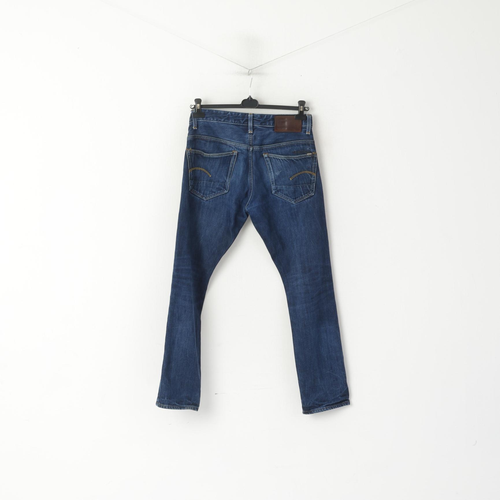 G-Star Raw Men 31 Jeans Pantalon Bleu Marine Denim Coton 3301 Pantalon Fuselé