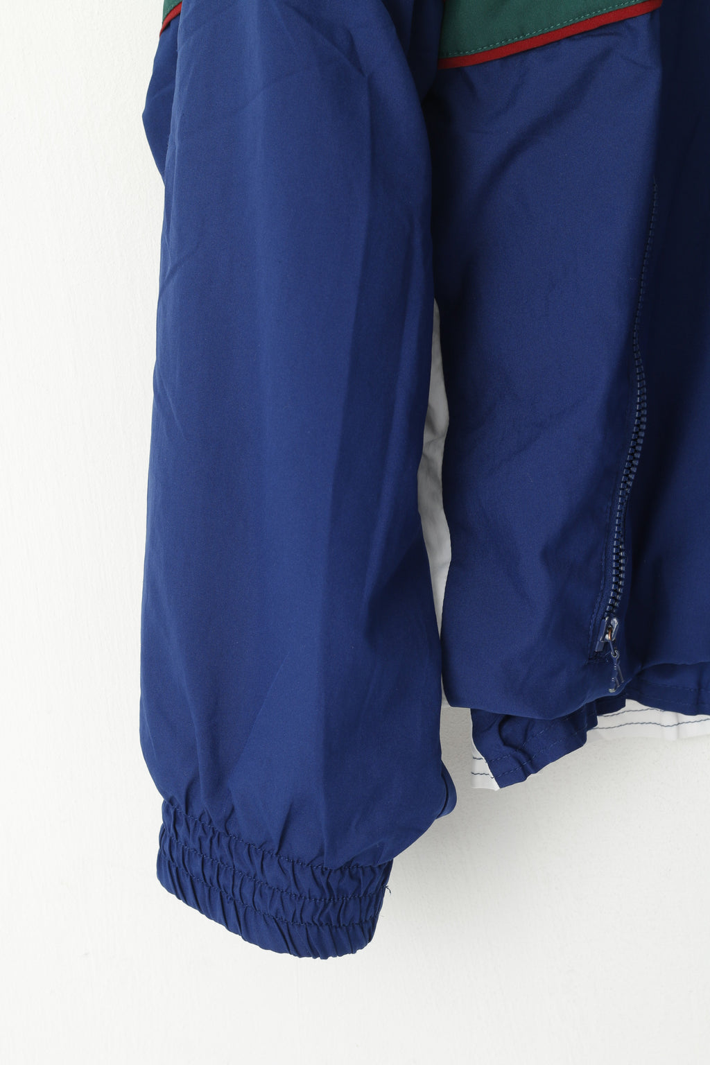 Giacca Adidas da uomo M bianca blu scuro bomber con cerniera intera vintage tuta sportiva