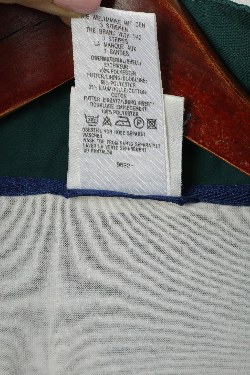 Giacca Adidas da uomo M bianca blu scuro bomber con cerniera intera vintage tuta sportiva