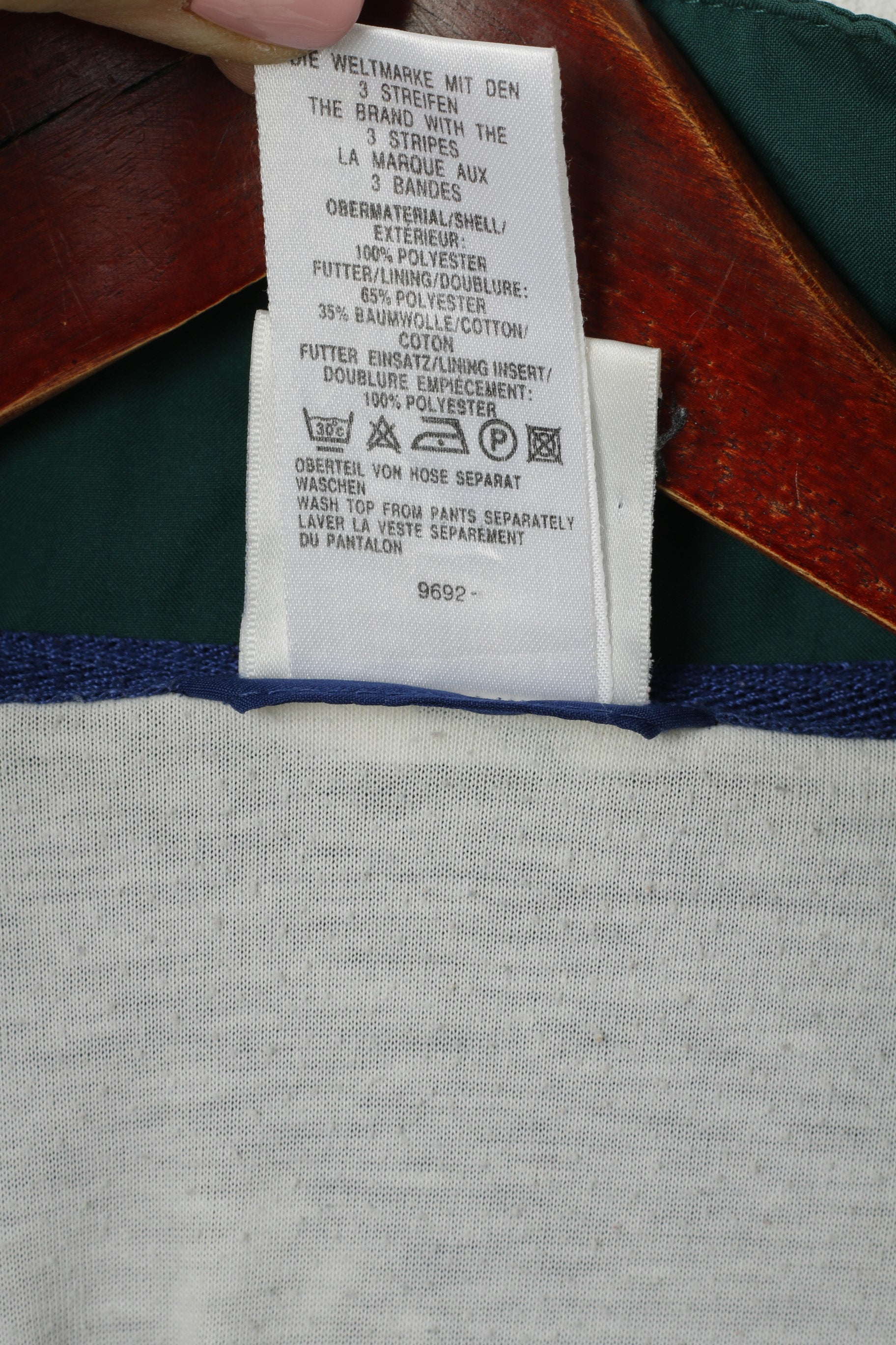 Giacca Adidas da uomo M bianca blu scuro bomber con cerniera intera vintage tuta sportiva