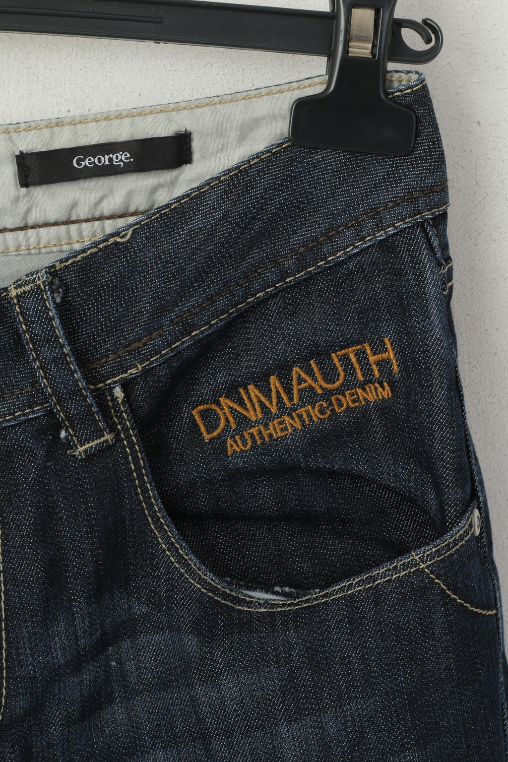 George Men 32 Jeans Trousers Navy Denim Cotton Regular Fit Straight Leg Pants