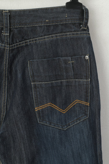 George Men 32 Pantaloni Jeans Pantaloni a gamba dritta vestibilità regolare in cotone denim blu scuro