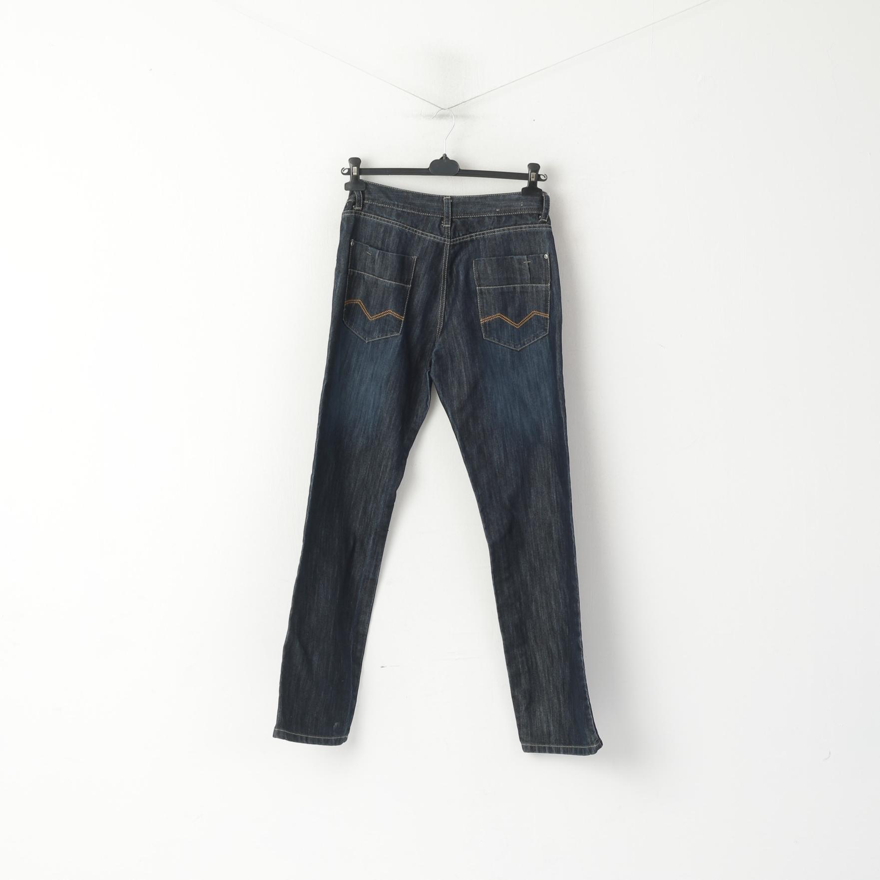 George Men 32 Jeans Trousers Navy Denim Cotton Regular Fit Straight Leg Pants