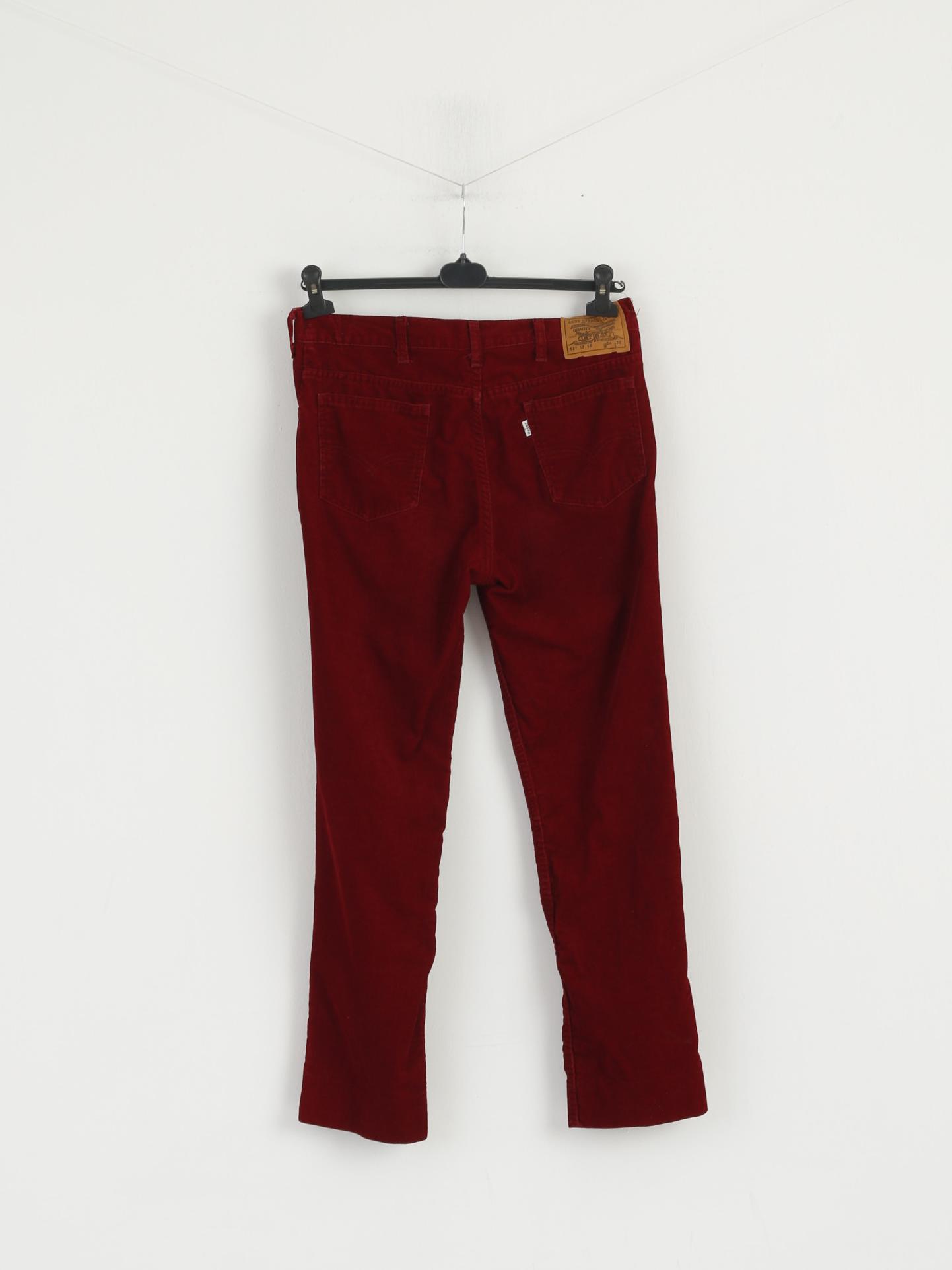 Pantaloni Levi's da donna W 34 L 36 Pantaloni classici retrò in cotone di velluto a coste bordeaux