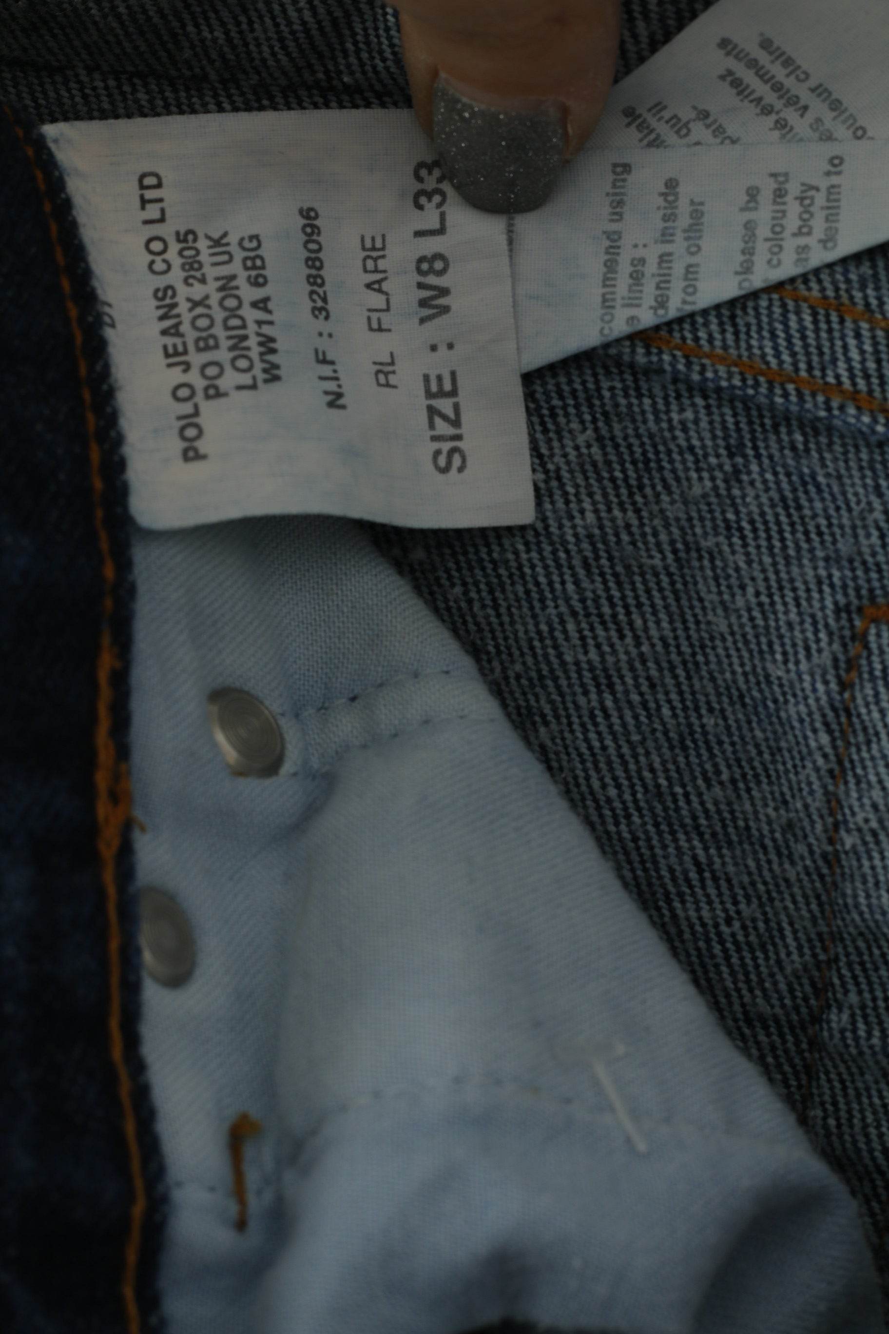 Polo Jeans Ralph Lauren Women 8 Jeans Trousers Navy lare Navy Cotton Polo Jeans Company