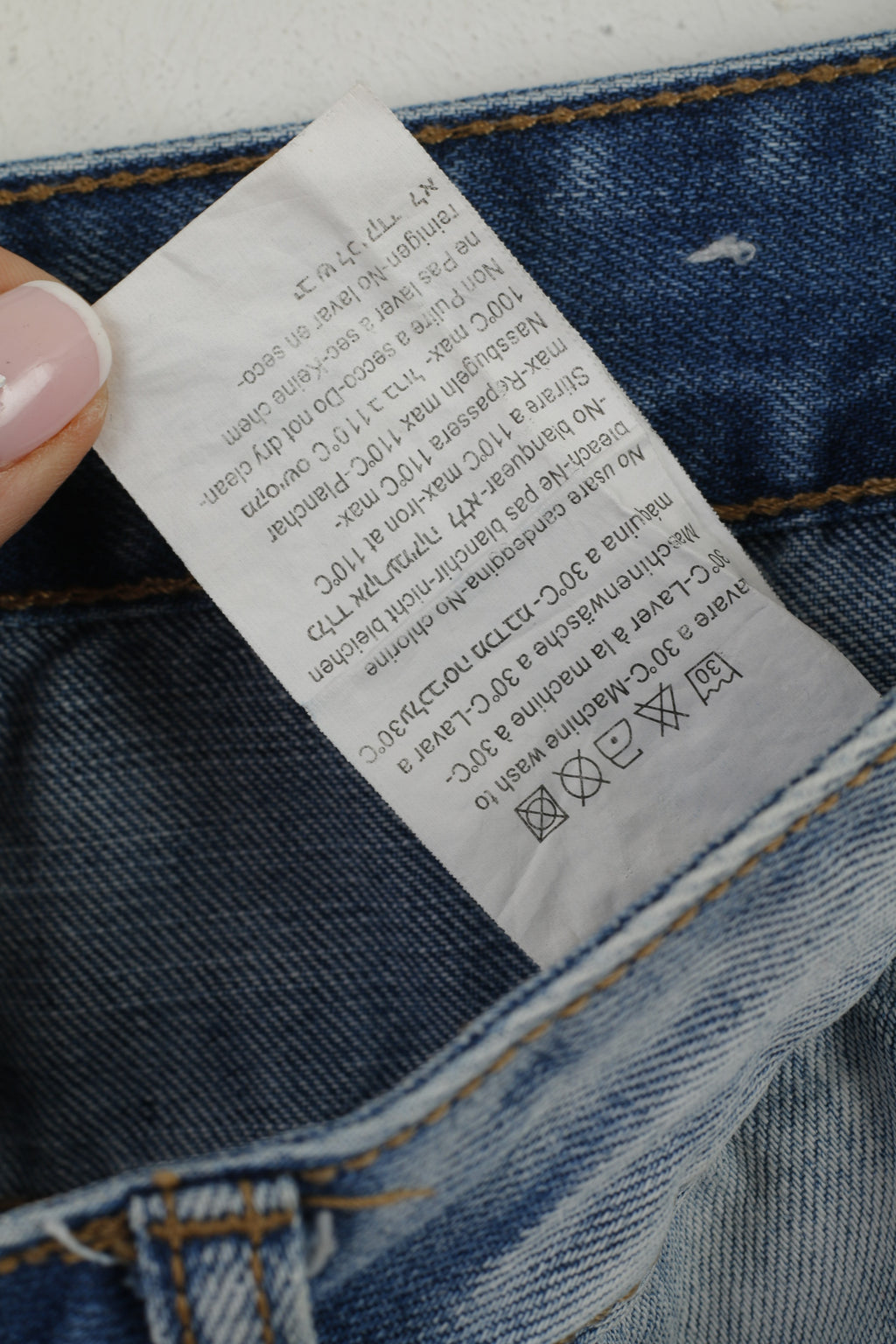 Nazzaro Men 32 Jeans Trousers Blue Cotton Ripped Skinny Work Denim Pants