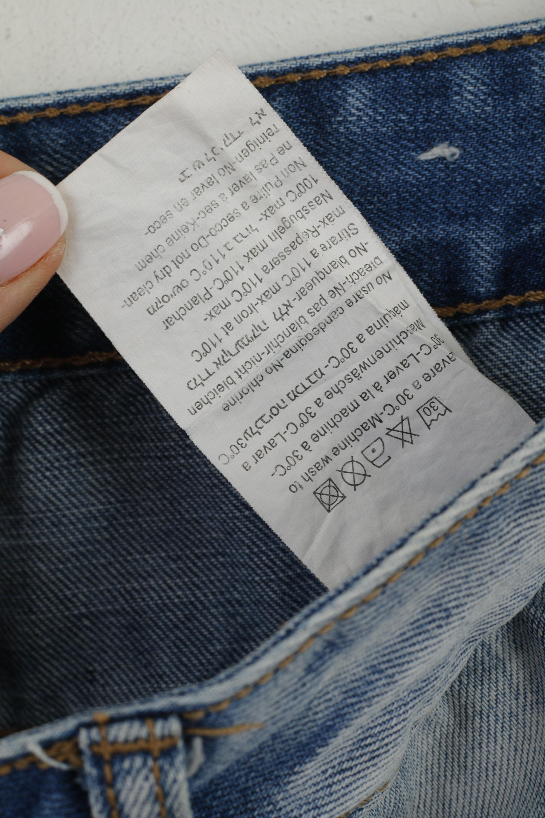 Nazzaro Men 32 Jeans Trousers Blue Cotton Ripped Skinny Work Denim Pants