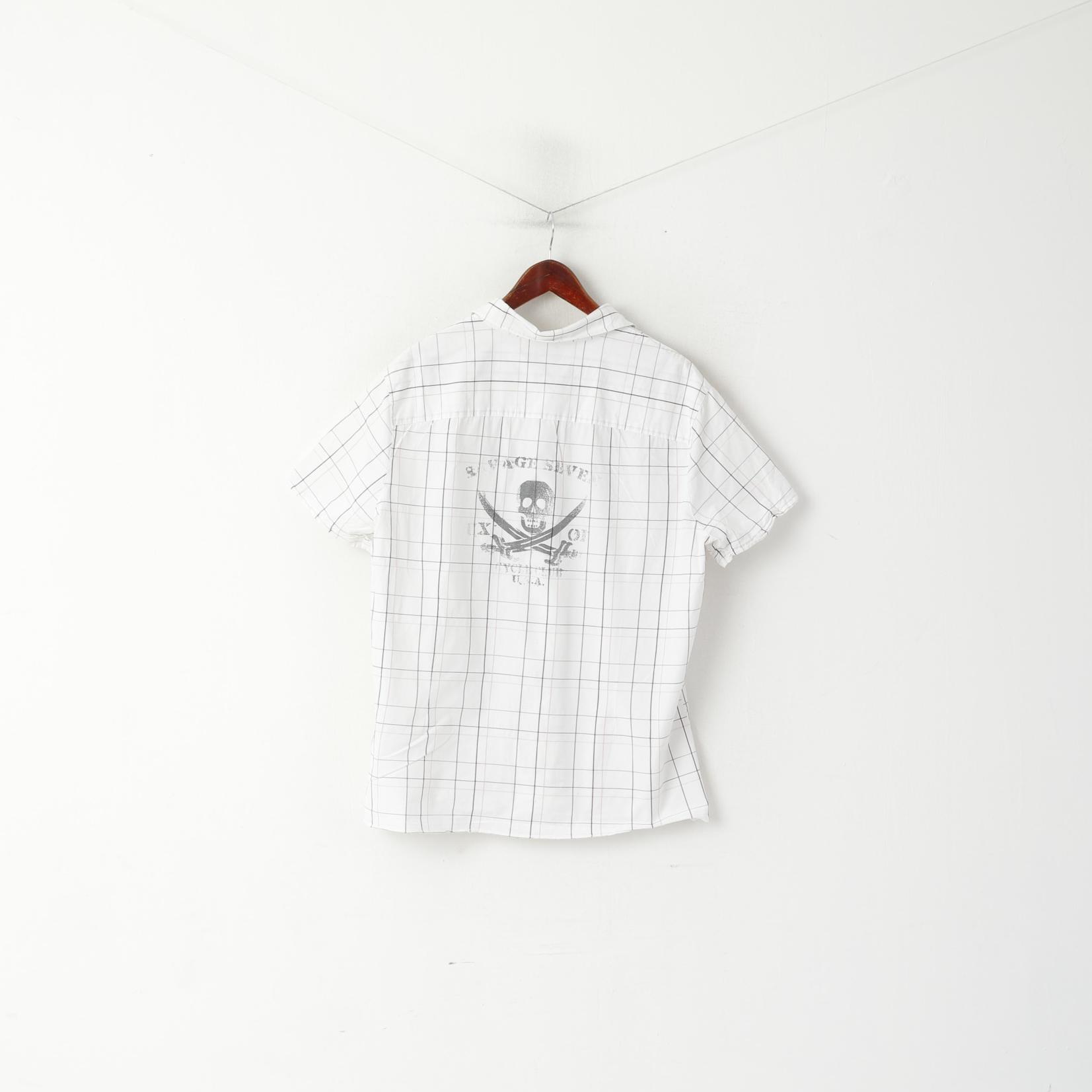 Levi's Red Tab Men XL Casual Shirt White Check Cotton Pocket Short Sleeve Top