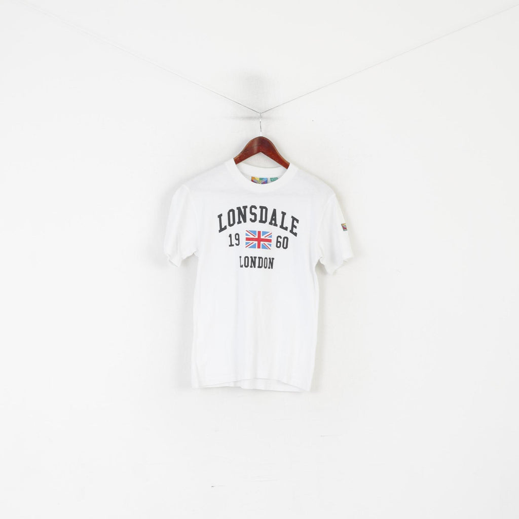 Camicia Lonsdale London da donna, top unisex vintage in cotone bianco girocollo