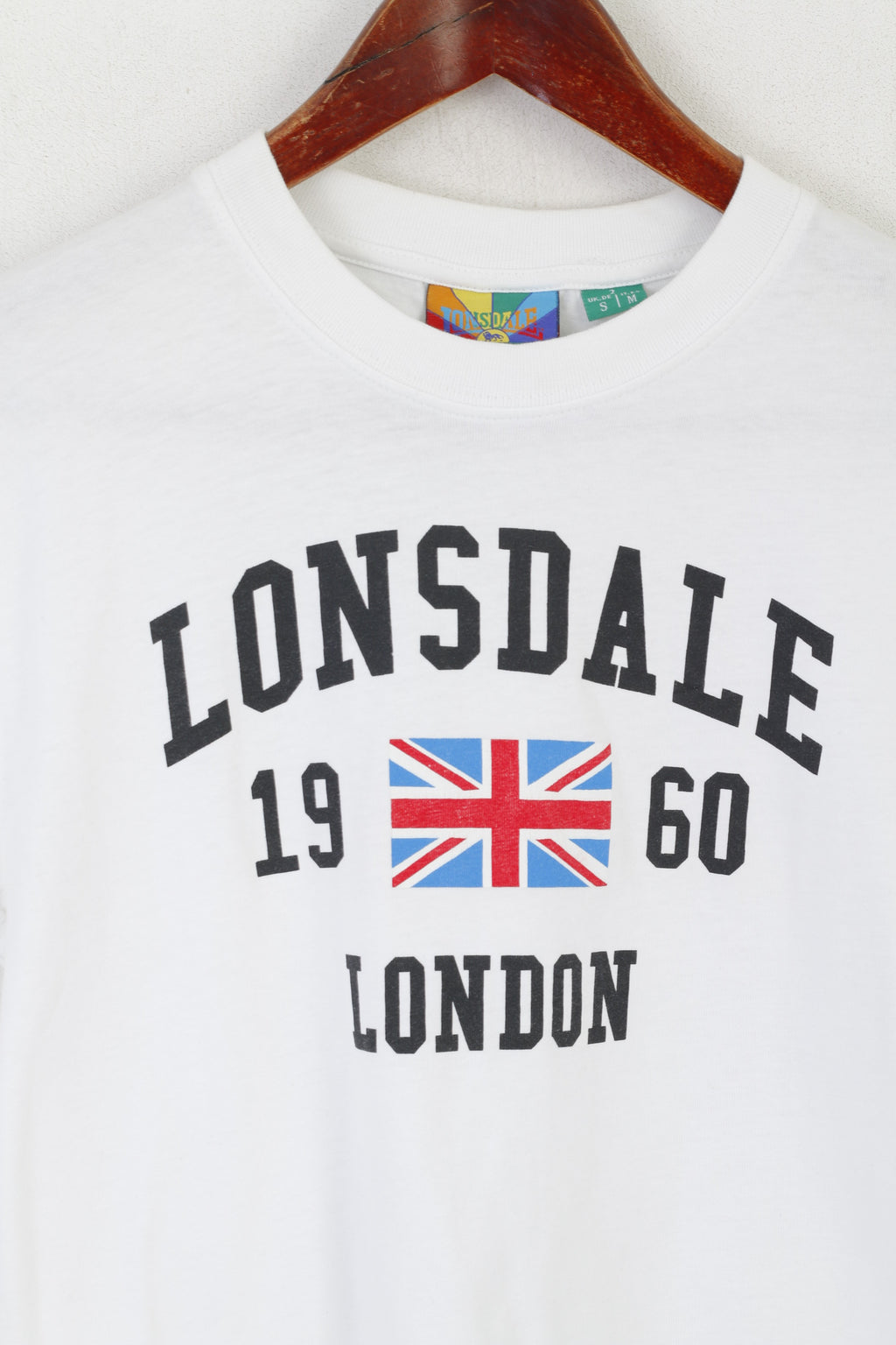 Camicia Lonsdale London da donna, top unisex vintage in cotone bianco girocollo