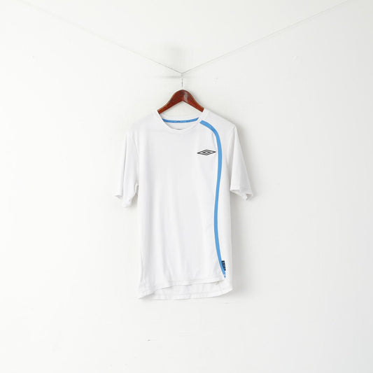 Umbro Hommes L Chemise Blanc Sport Entraînement Activewear Football Vintage Top