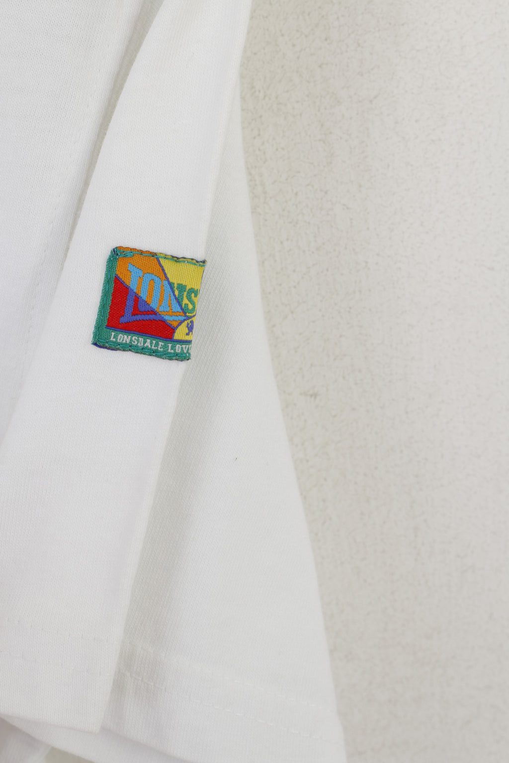 Camicia Lonsdale London da donna, top unisex vintage in cotone bianco girocollo