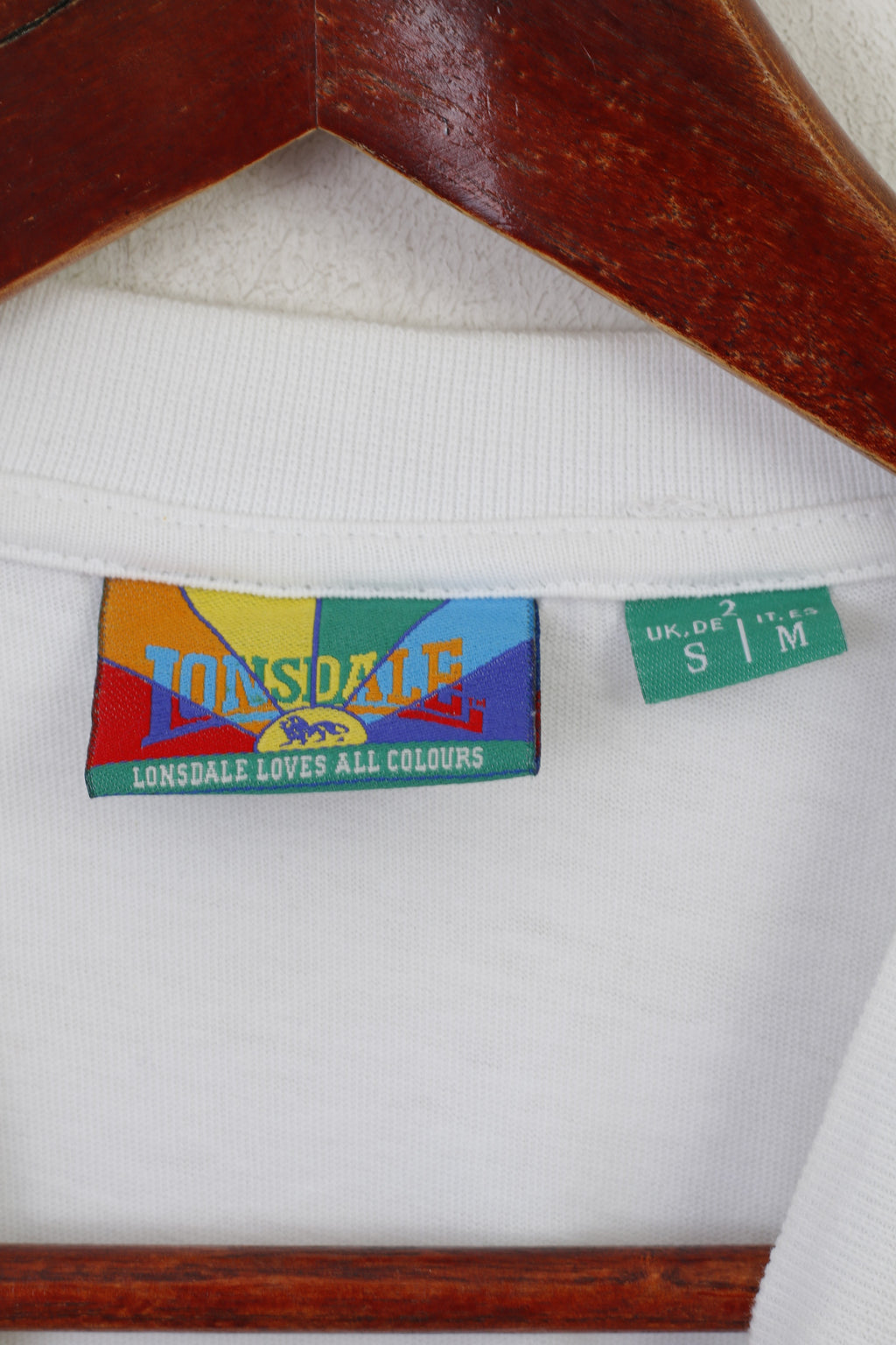 Camicia Lonsdale London da donna, top unisex vintage in cotone bianco girocollo