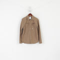 Humor Men M Chemise décontractée en coton marron à manches longues avec poches à pression
