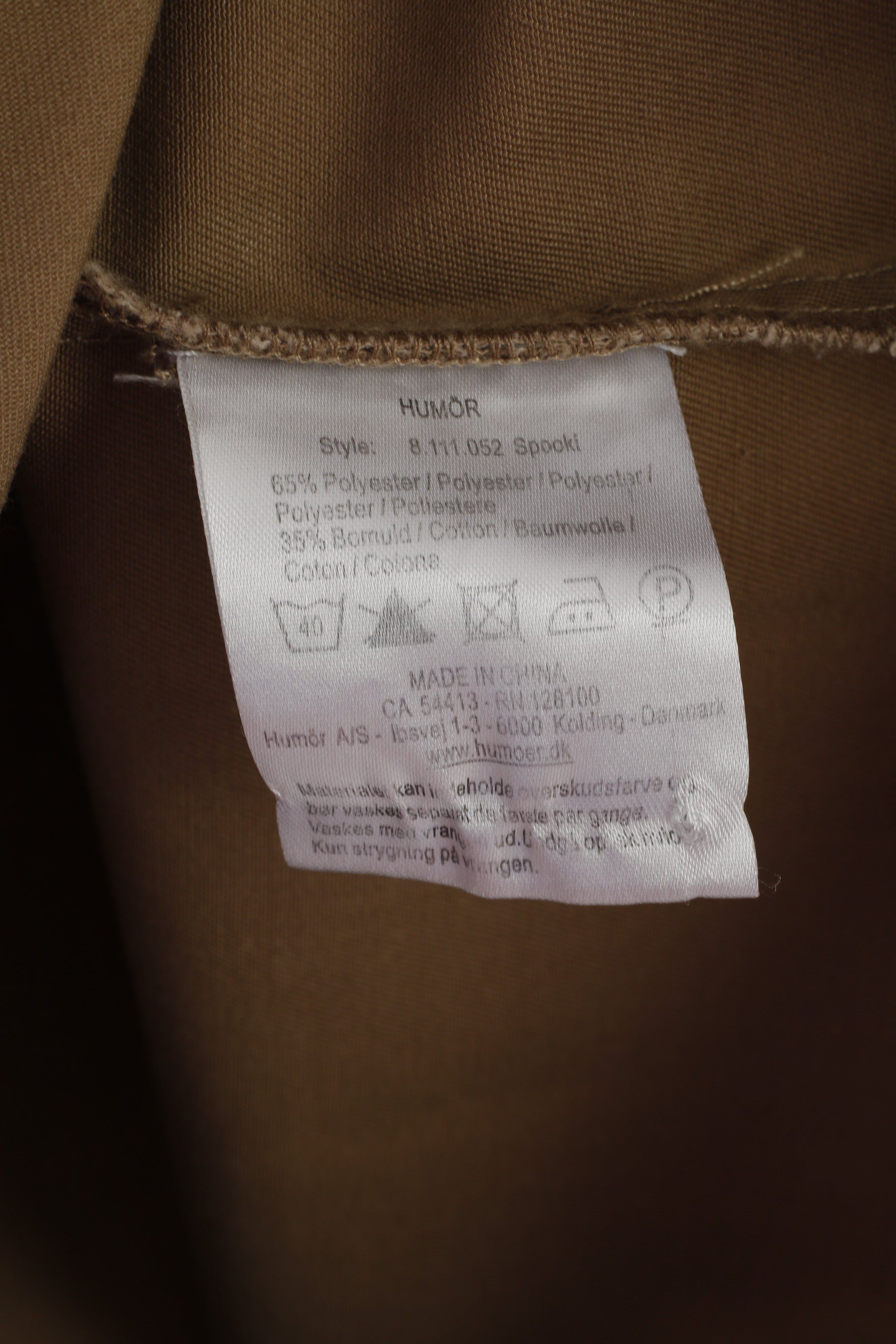 Humor Uomo M Camicia casual in cotone marrone a maniche lunghe con bottoni a pressione e tasche pesanti