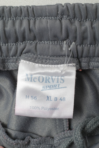 MC Orvis Sport Men 56 XL Sweatpants Grey Shiny Sportswear Side Snap Trousers