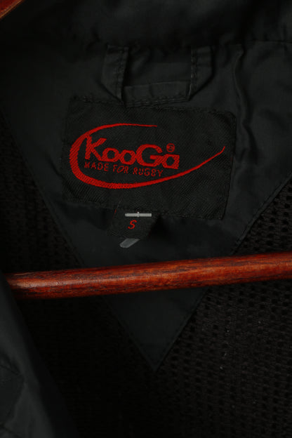 Kooga Men S Jacket Black Nylon Waterproof Rugby Full Zip Hidden Hood Top