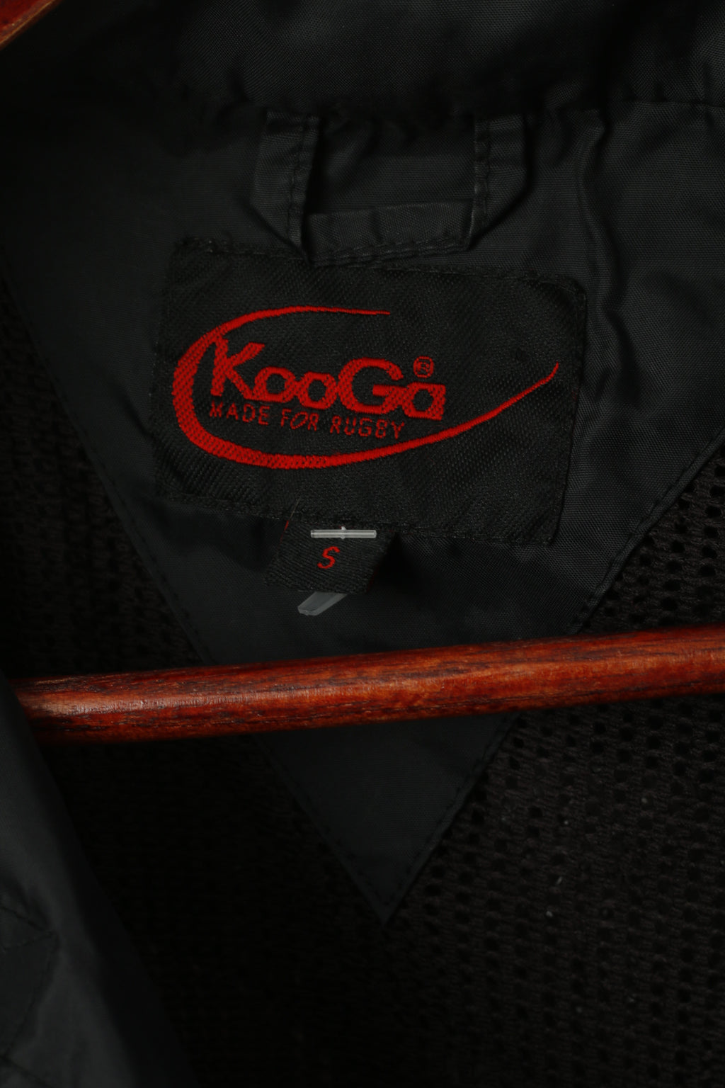 Kooga Men S Jacket Black Nylon Waterproof Rugby Full Zip Hidden Hood Top