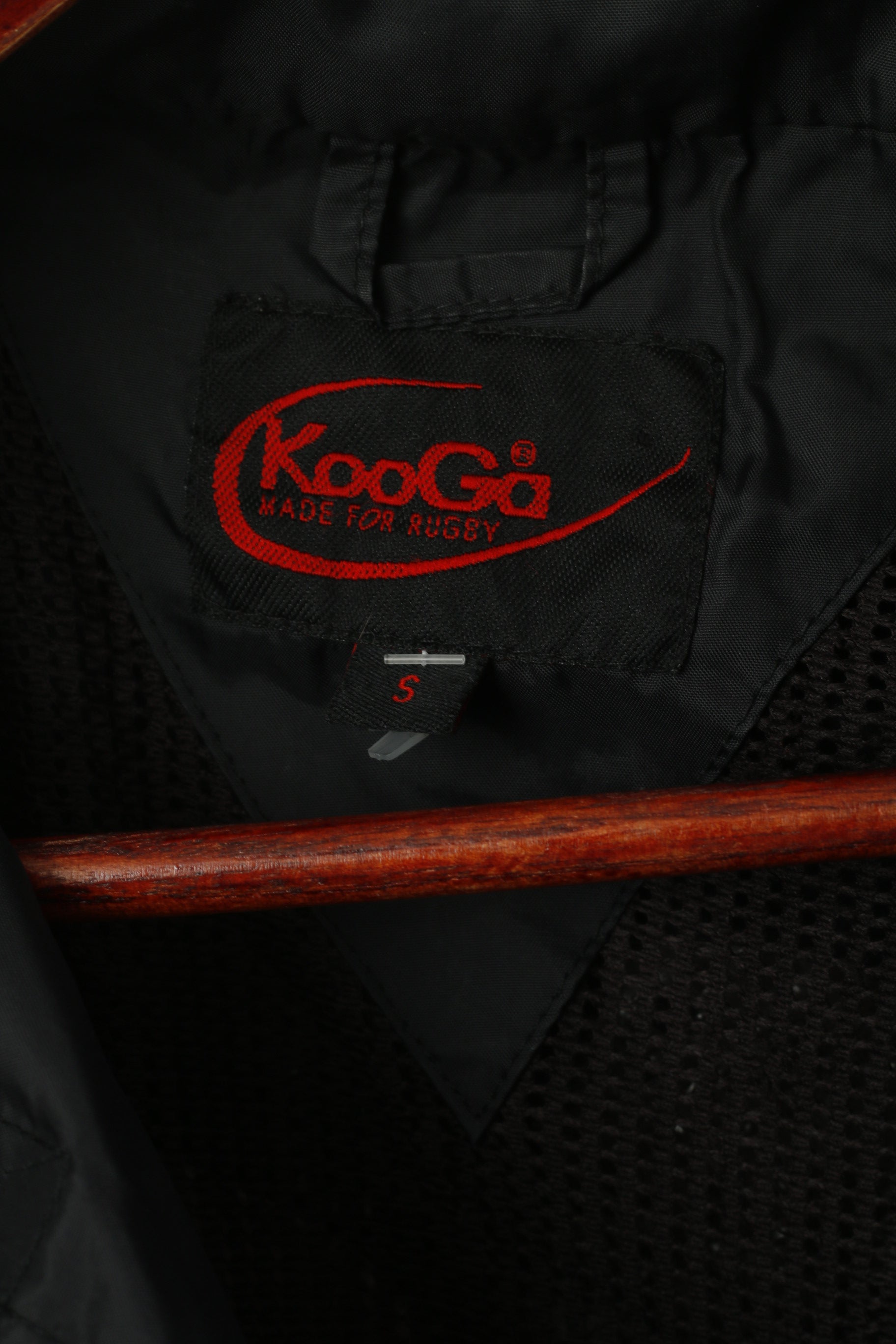 Kooga Men S Jacket Black Nylon Waterproof Rugby Full Zip Hidden Hood Top