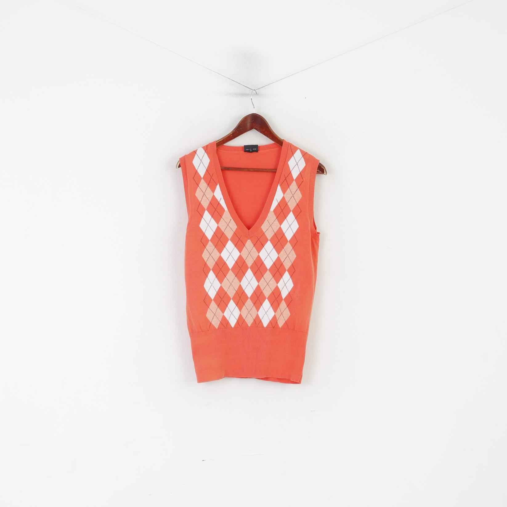 Galvin Green Men S Waistcoat Orange Diamond Cotton V Neck Sportswear Vest