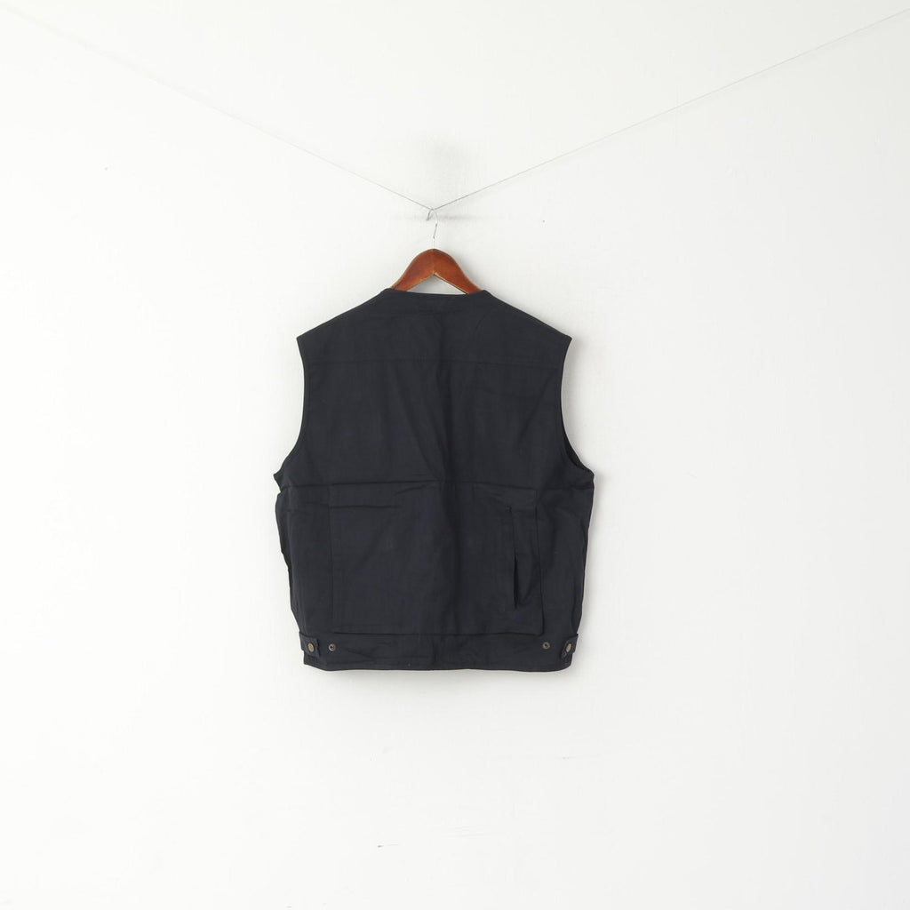 Biltema Hommes XL Gilet Marine Coton Chasse Multi Poche Sport Gilet